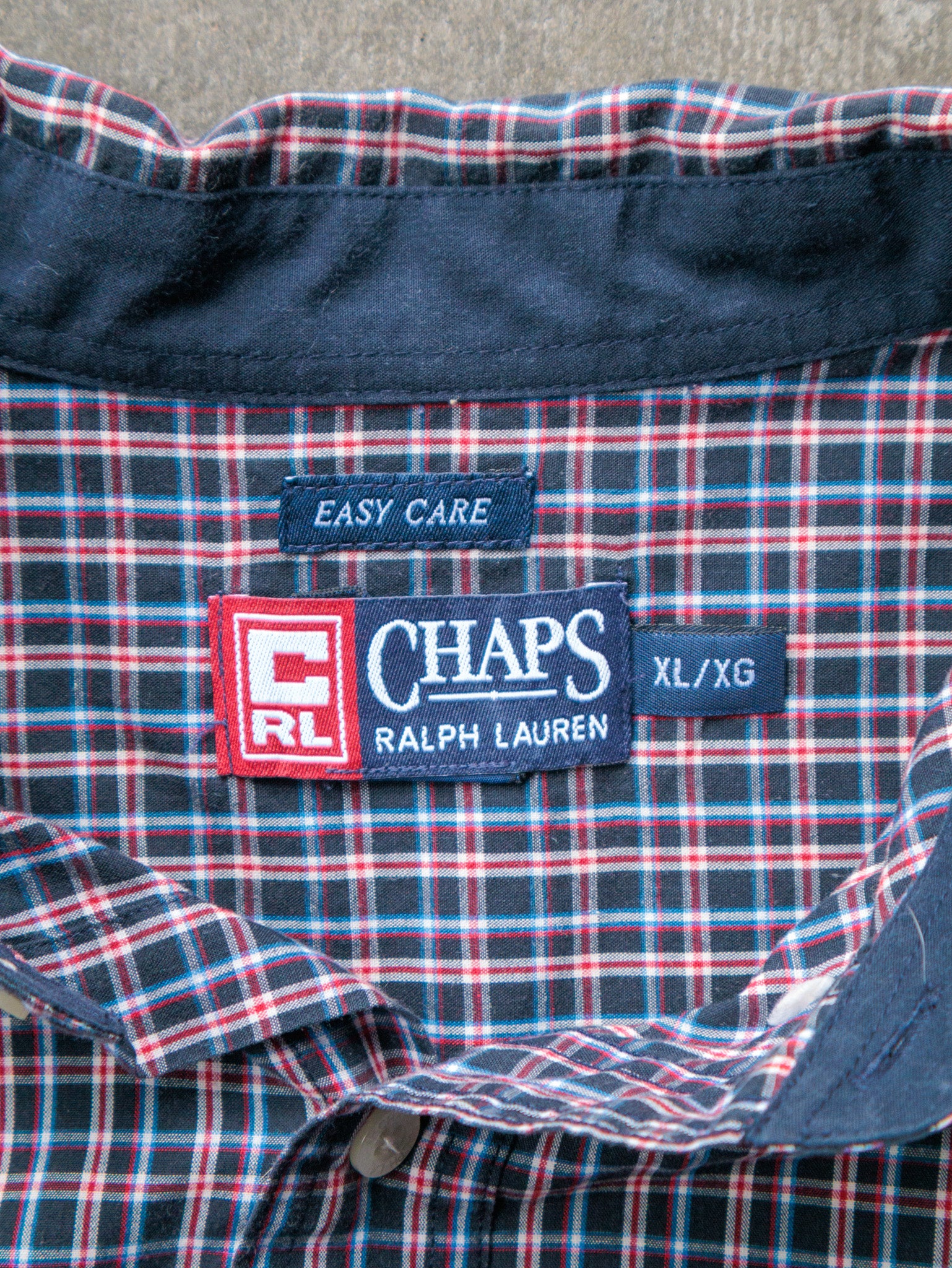 Vintage 00s Navy & Red Check Chaps Ralph Lauren Shirt (XL)