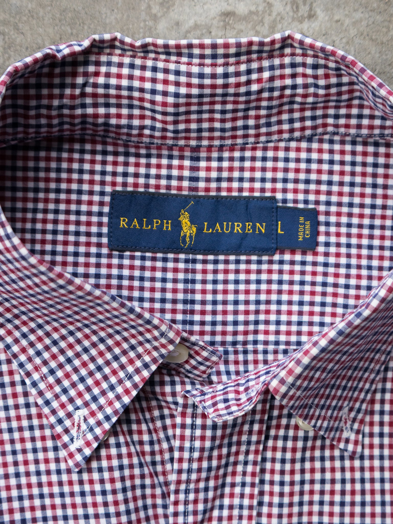Vintage Blue & Red Ralph Lauren Gingham Shirt (L)