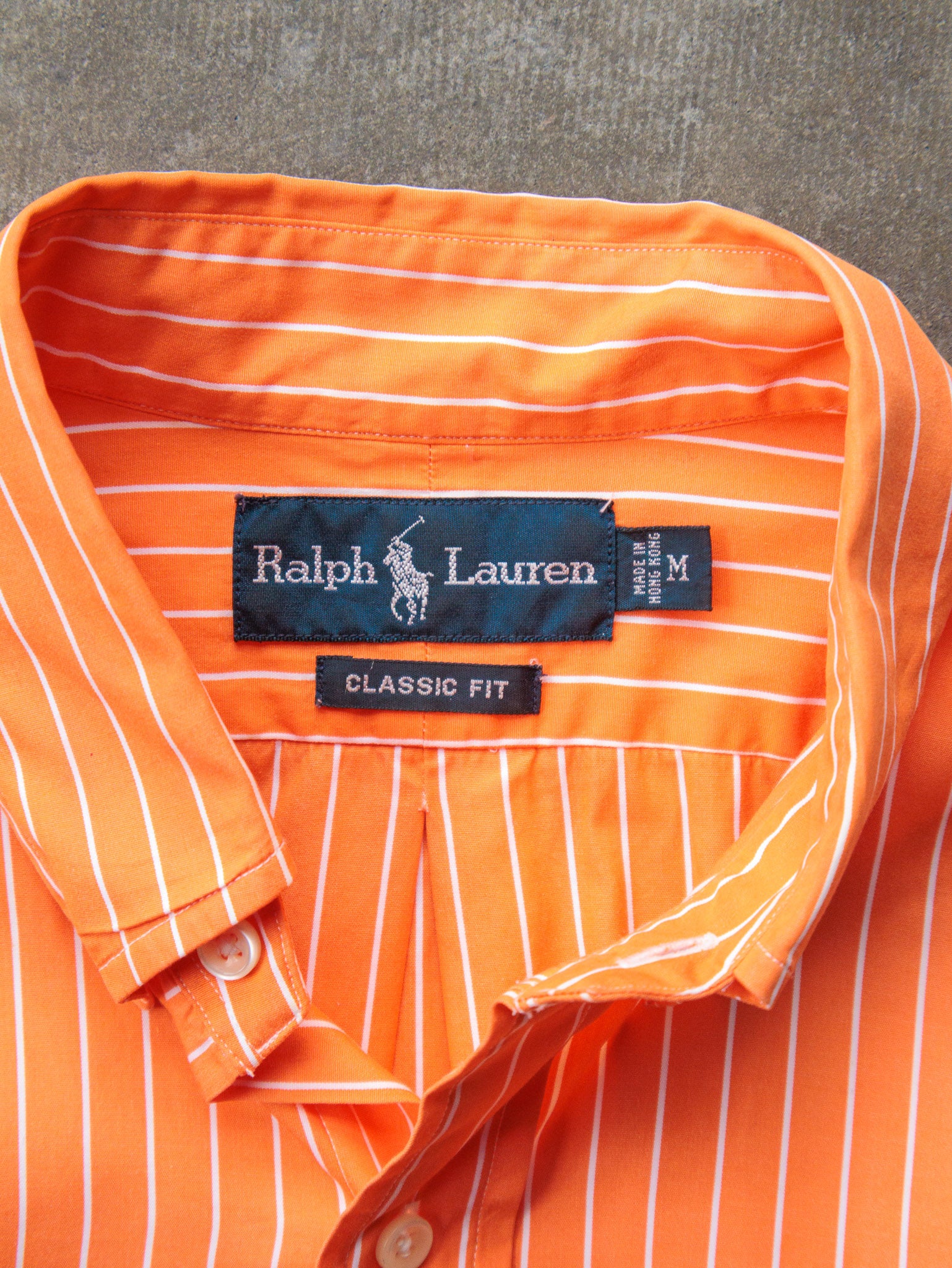Vintage Orange & White Ralph Lauren Striped Shirt (M)
