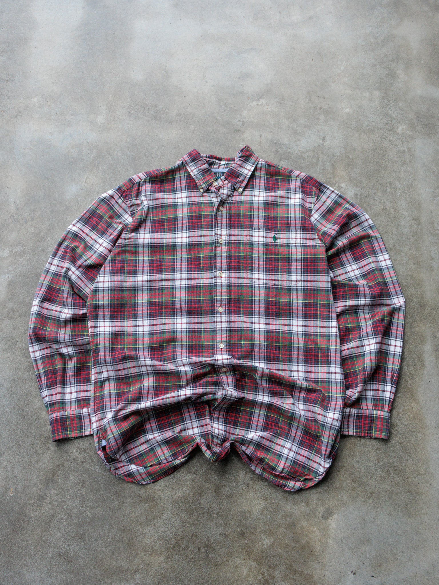 Vintage Red & Green Plaid Ralph Lauren Shirt (L)