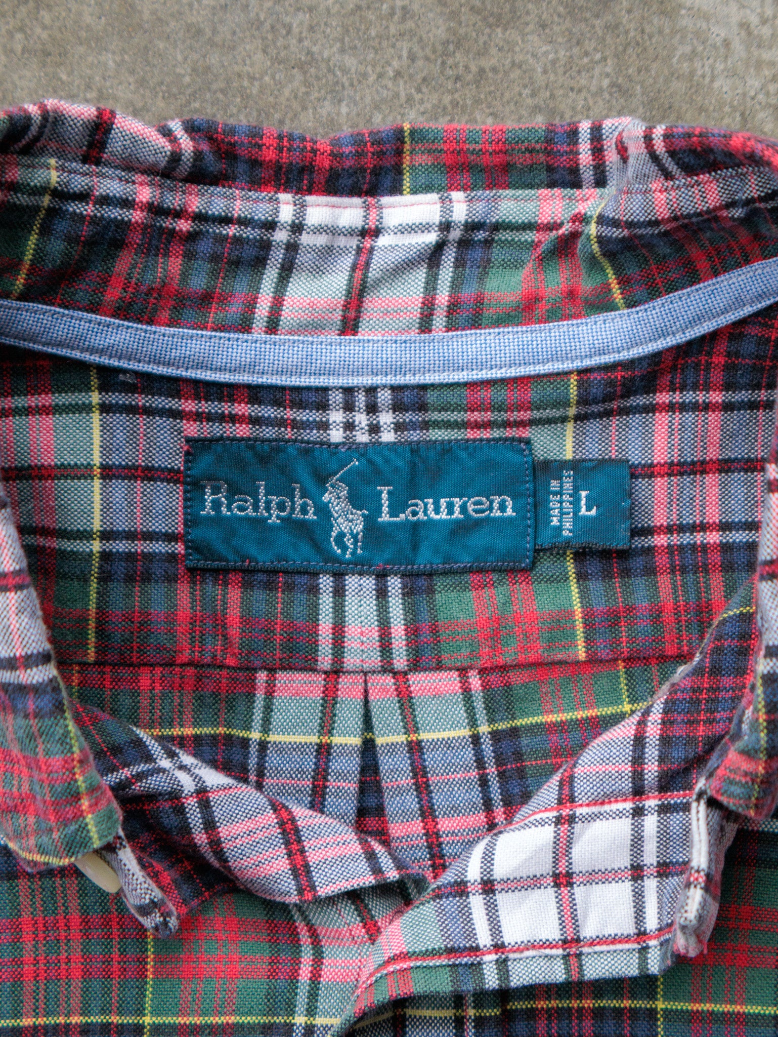 Vintage Red & Green Plaid Ralph Lauren Shirt (L)