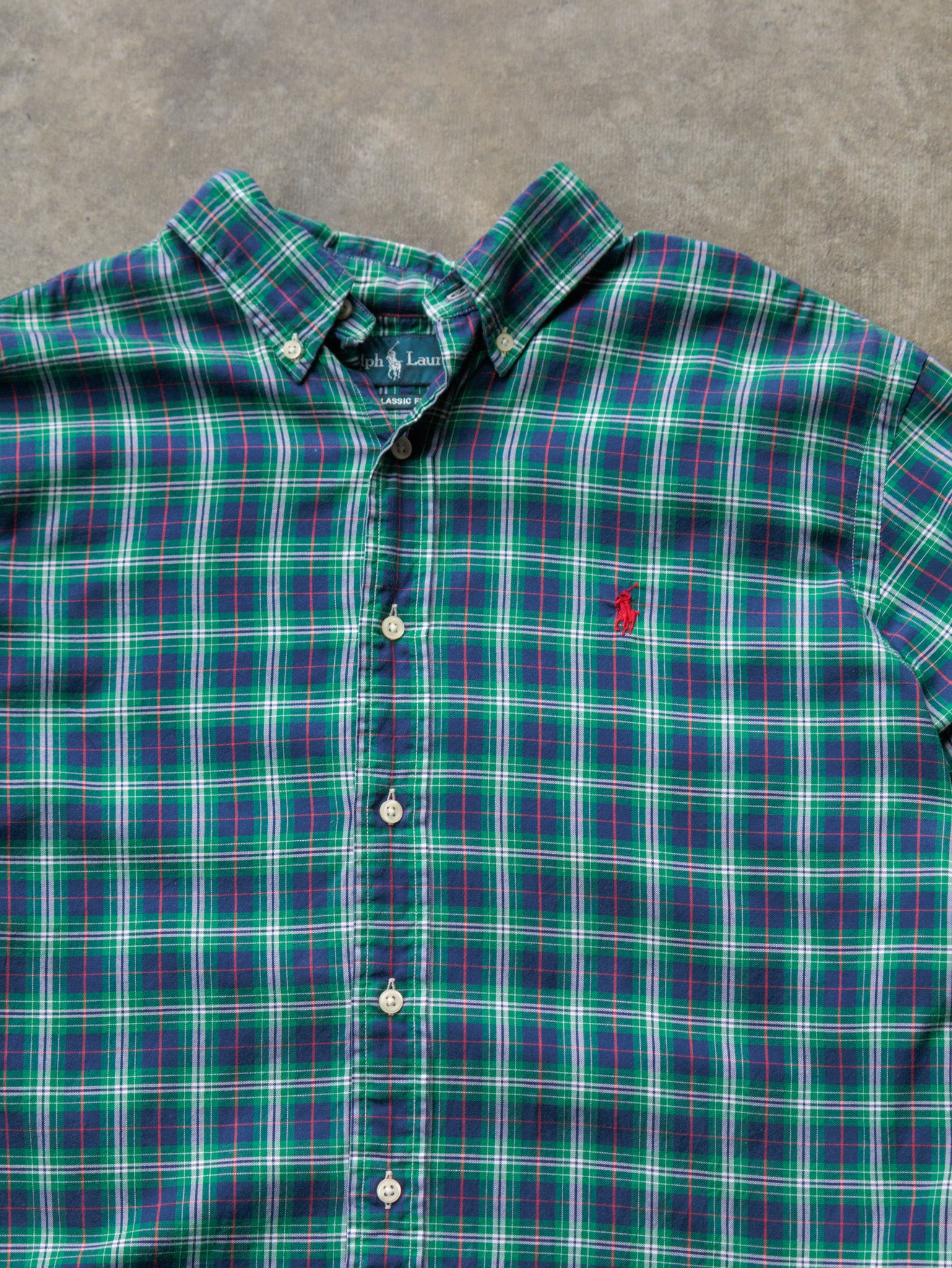 Vintage Green Plaid Ralph Lauren Shirt (L)