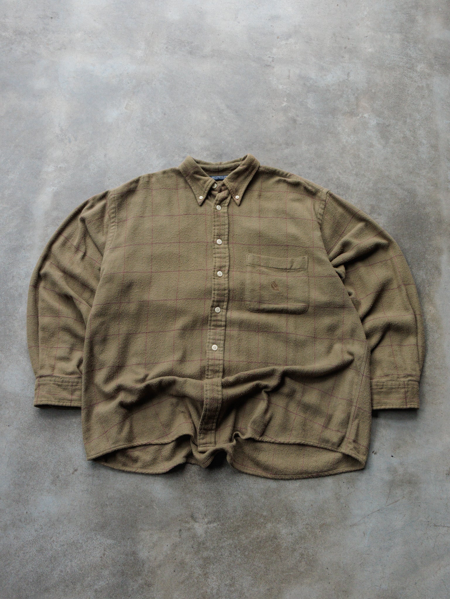 Vintage 00s Olive Nautica Flannel Shirt (XL)