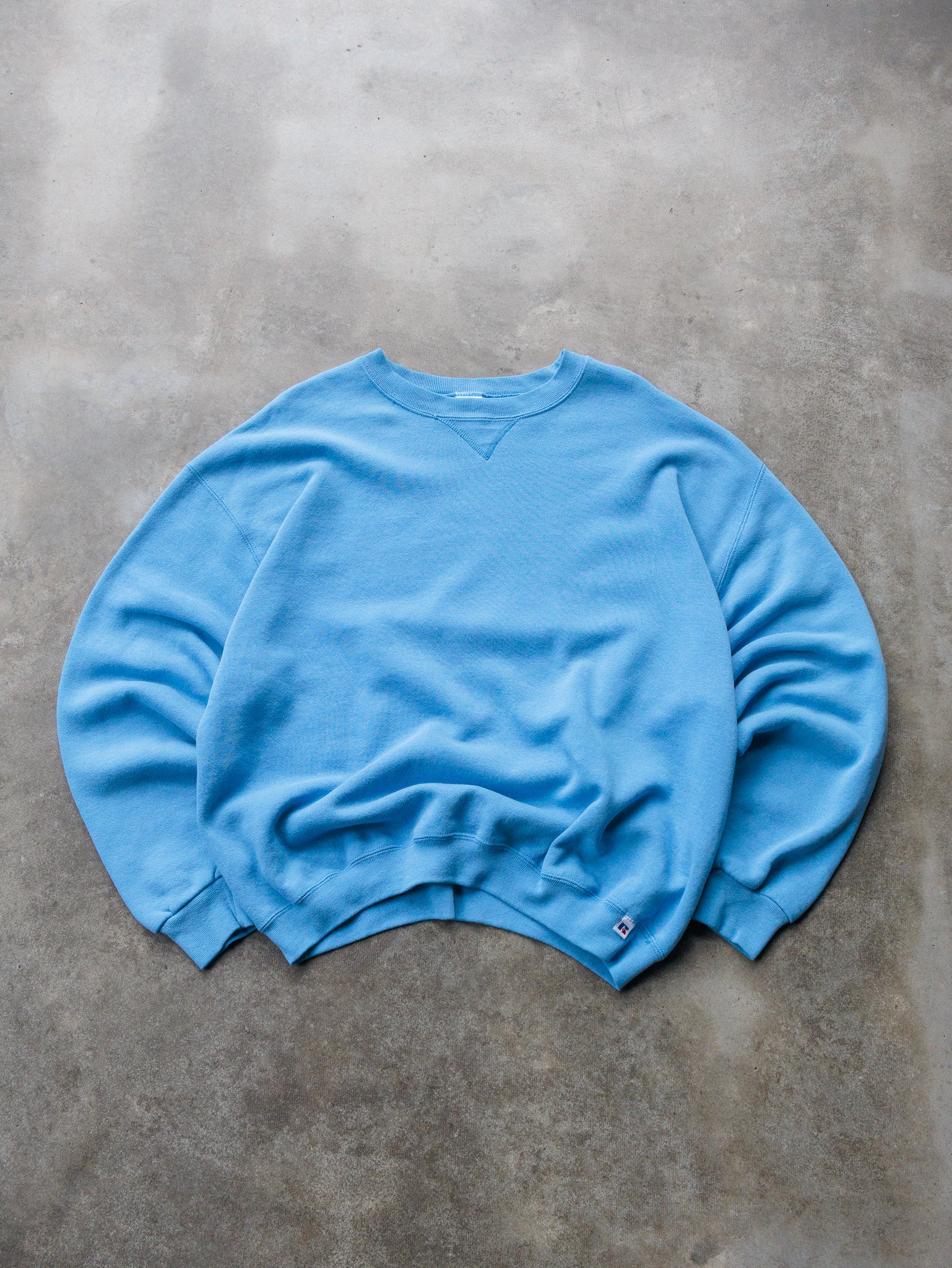 Vintage 90s Sky Blue Russell Athletic Sweatshirt (XL)