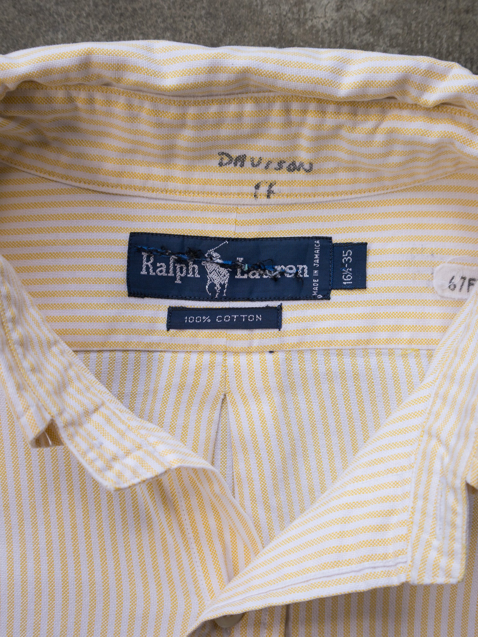 Vintage Yellow Ralph Lauren Striped Shirt (XL)