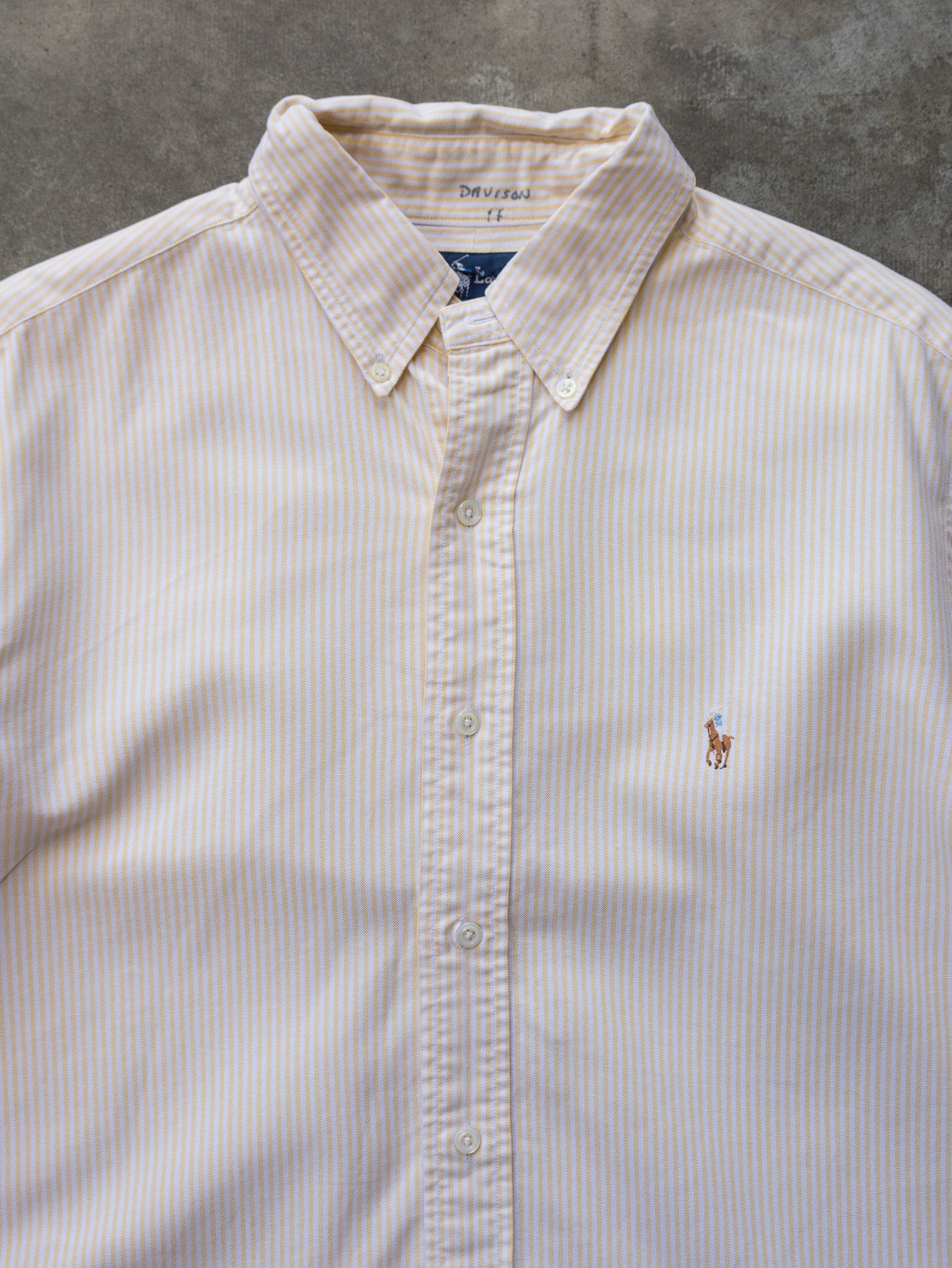 Vintage Yellow Ralph Lauren Striped Shirt (XL)