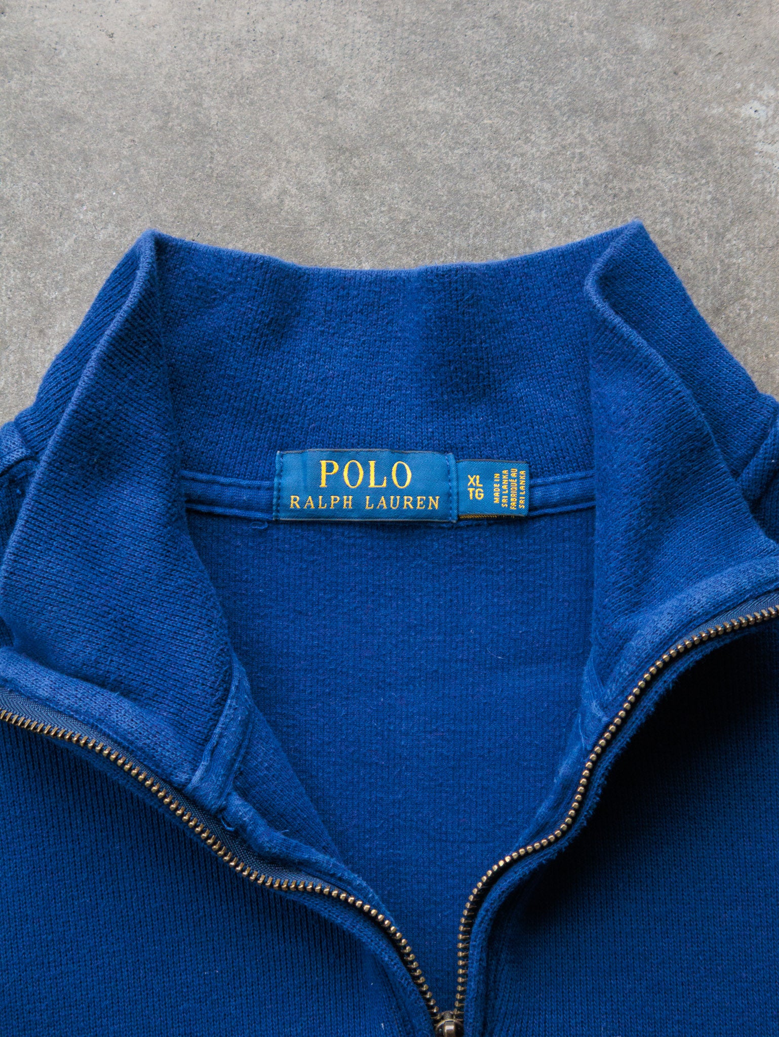 Vintage Blue Ralph Lauren Quarter Zip Sweatshirt (XL)