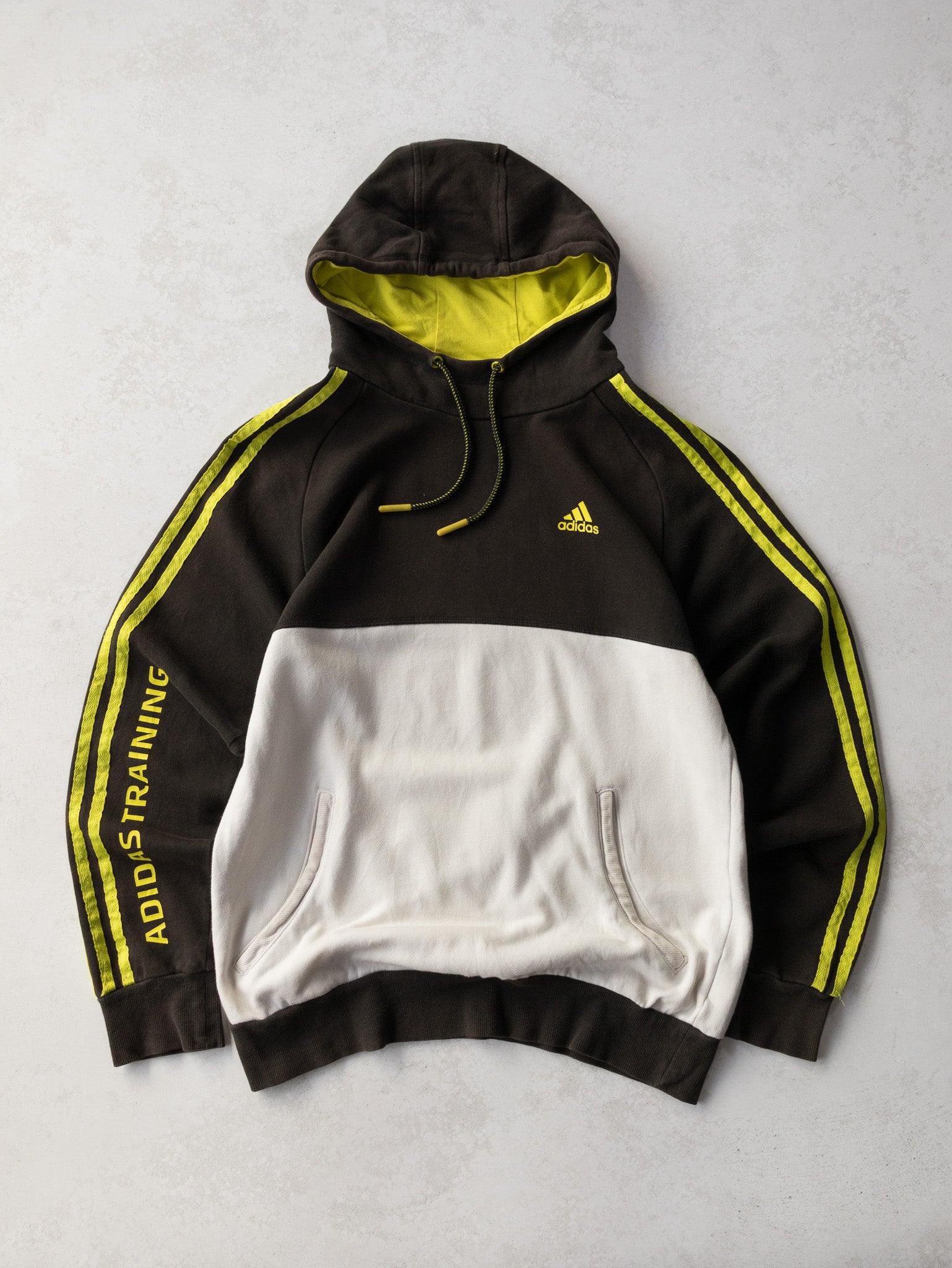 Vintage Adidas Training Brown/White Neon 3-Stripe Hoodie (S)