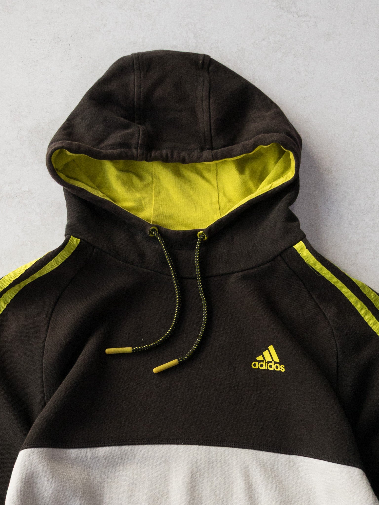 Vintage Adidas Training Brown/White Neon 3-Stripe Hoodie (S)