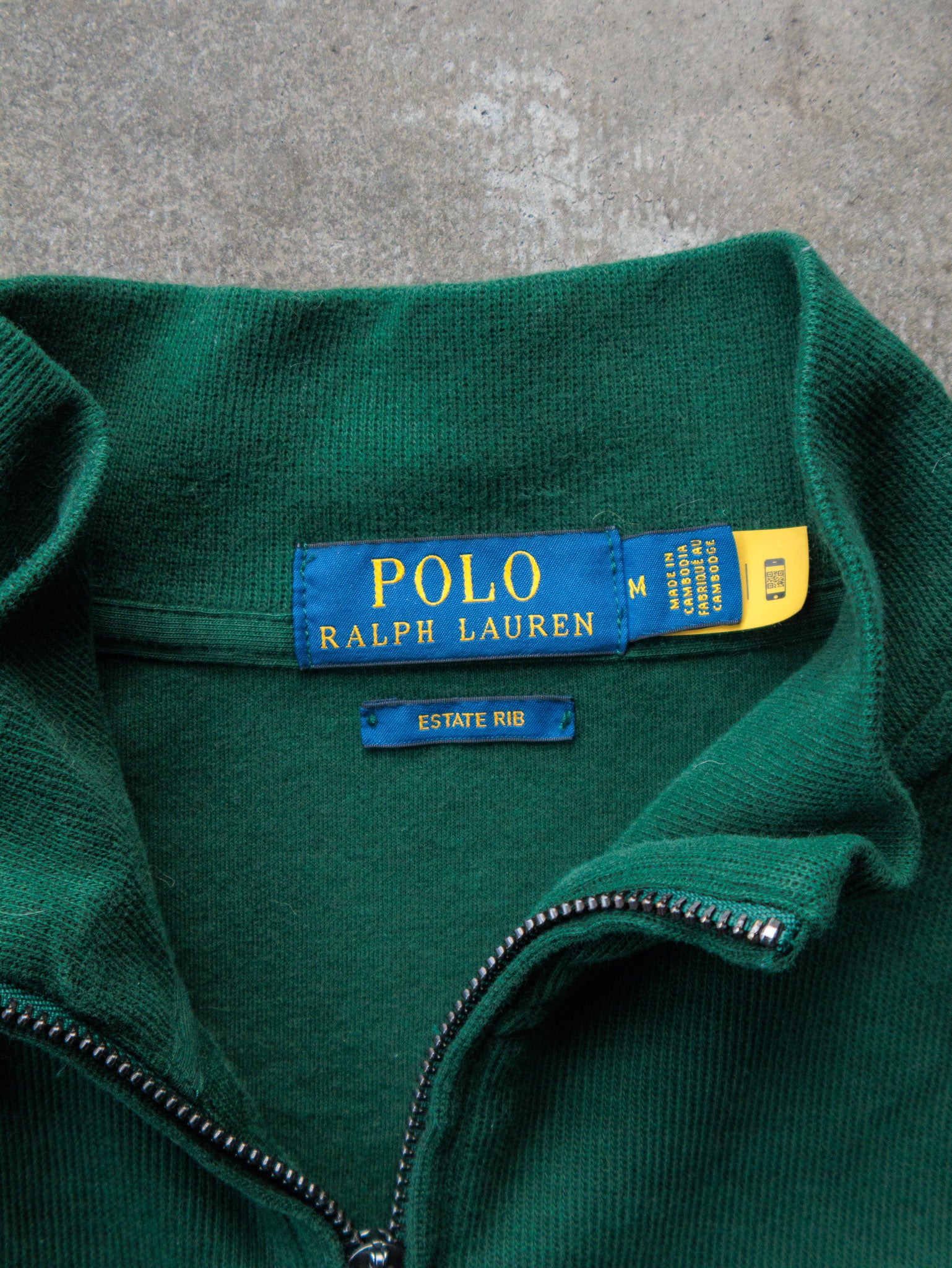 Vintage Green Polo Ralph Lauren Quarter Zip Sweatshirt (M)
