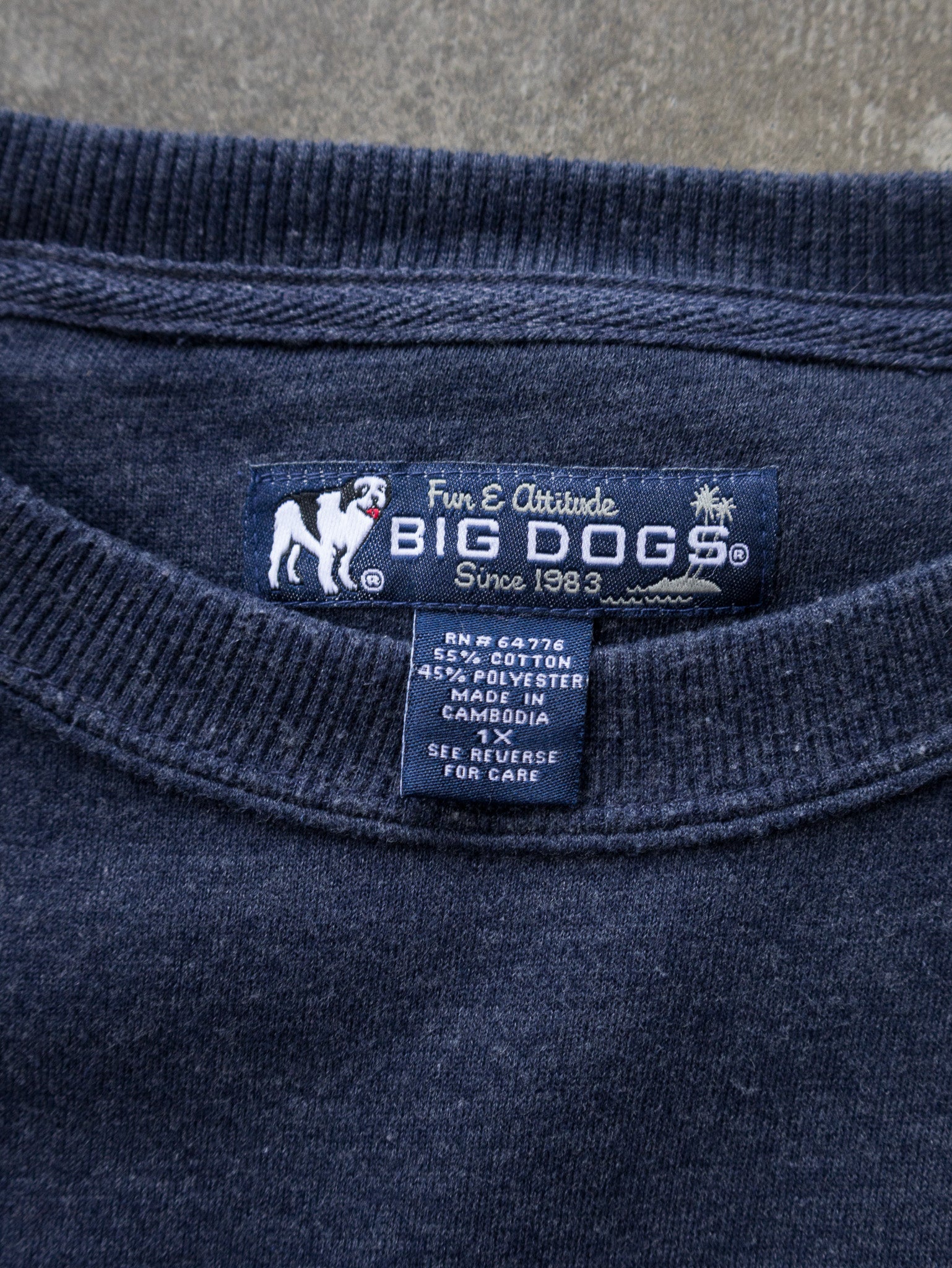 Vintage Navy Big Dog Dad My House My Rules Graphic Sweatshirt (XL)