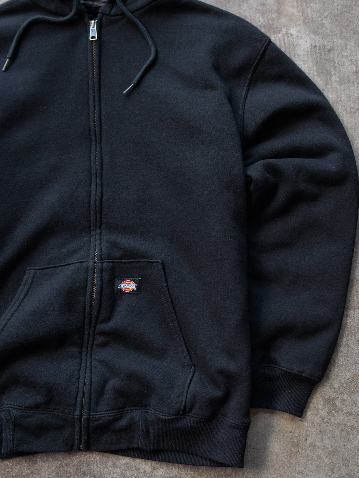 Vintage Black Dickies Quilted Lined Full Zip Hoodie (M)