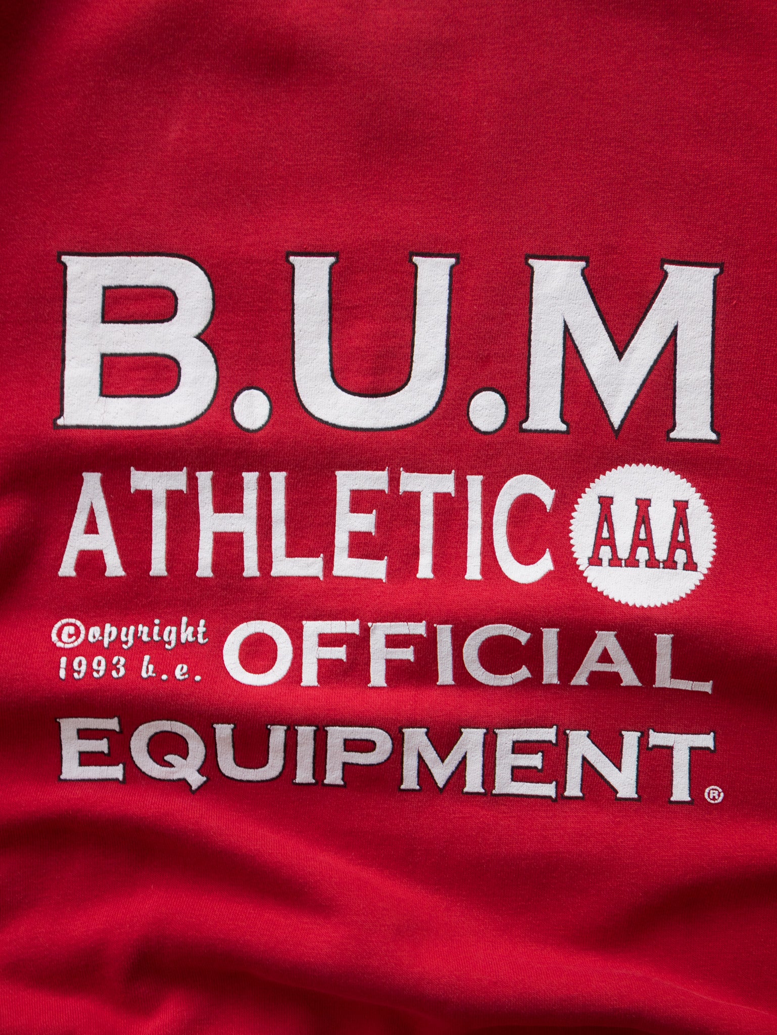 Vintage 1993 Red B.U.M. Athletic Spell Out Sweatshirt (M)