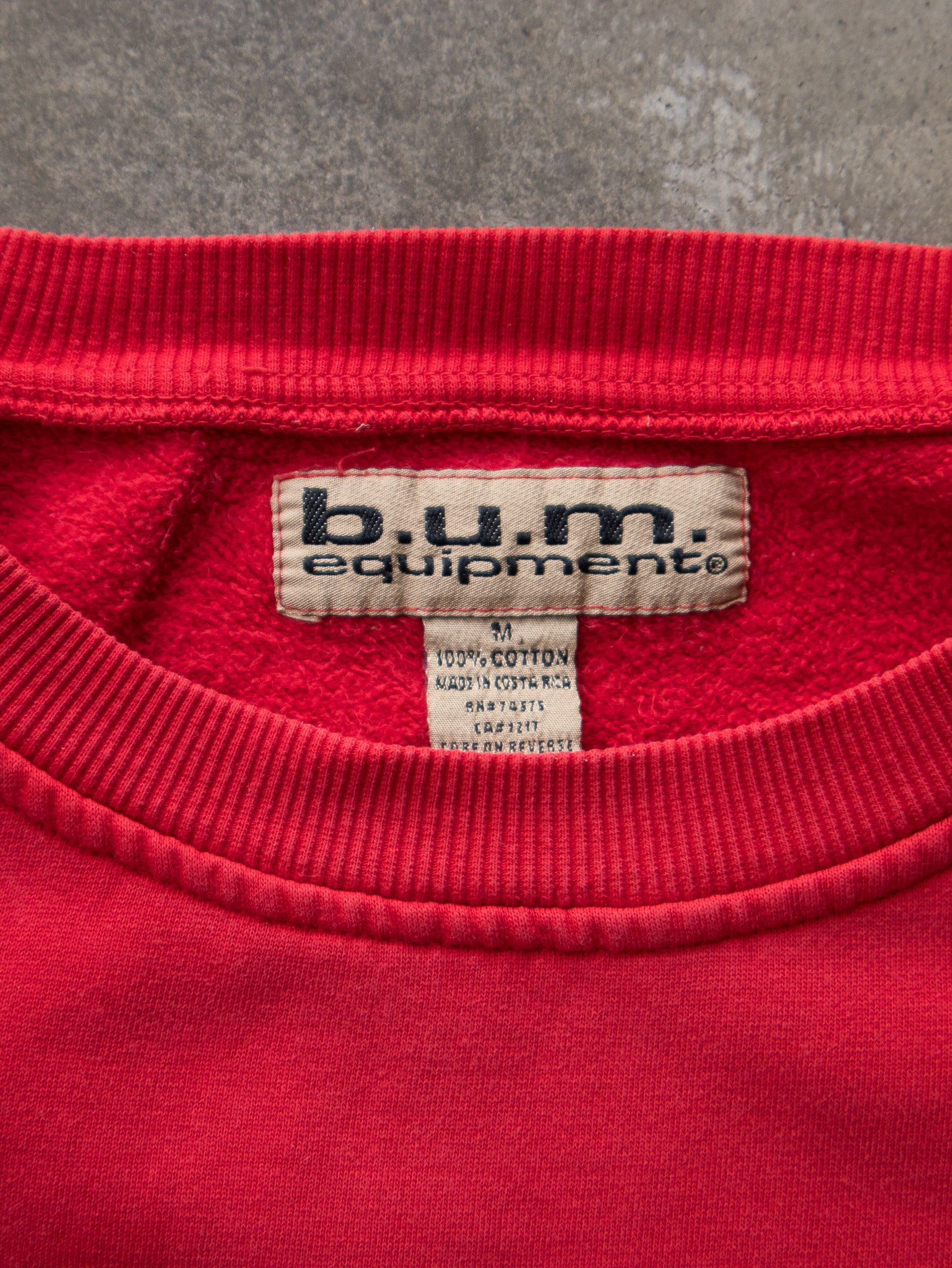 Vintage 1993 Red B.U.M. Athletic Spell Out Sweatshirt (M)