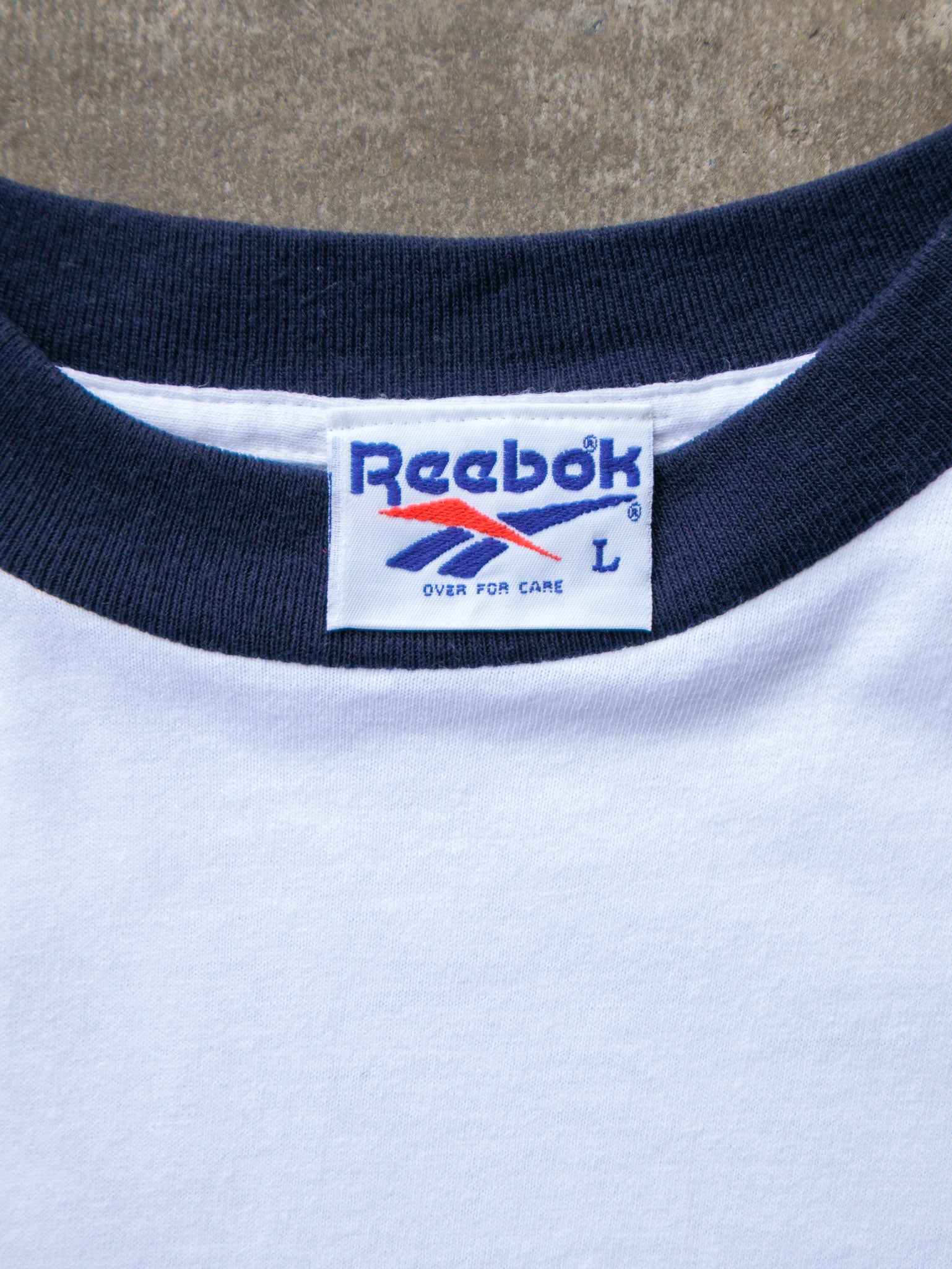 Vintage 90s White Reebok Ringer Tee (L)