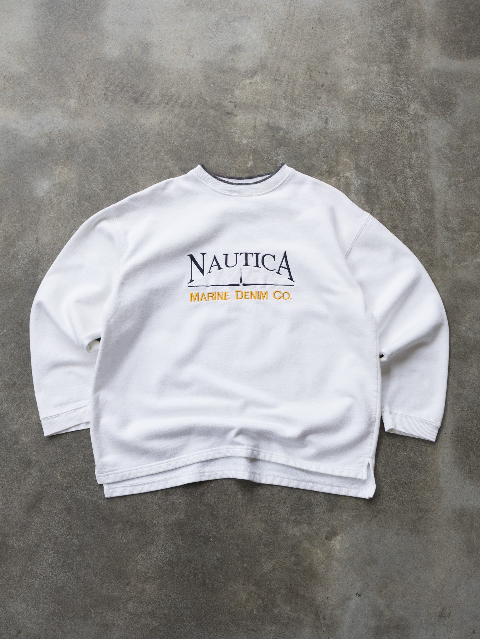 Vintage White Nautica Marine Denim Co. Sweatshirt (L)