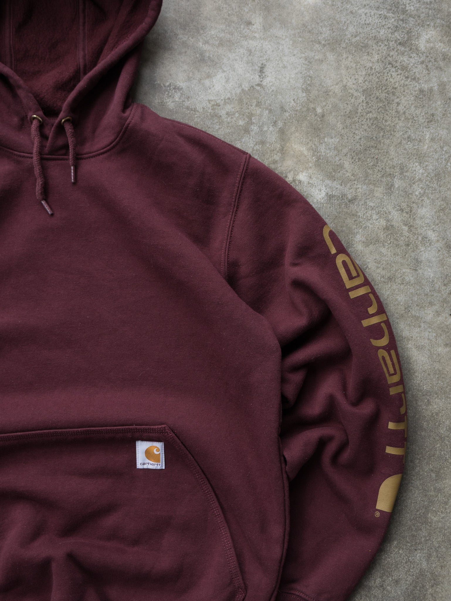 Vintage Maroon Carhartt Spell Out Hoodie (S)
