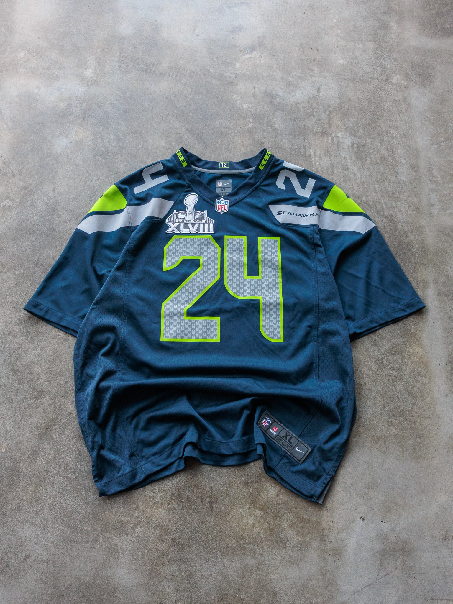 Vintage Nike Seattle Seahawks Marshawn Lynch Super Bowl NFL Jersey (XL)