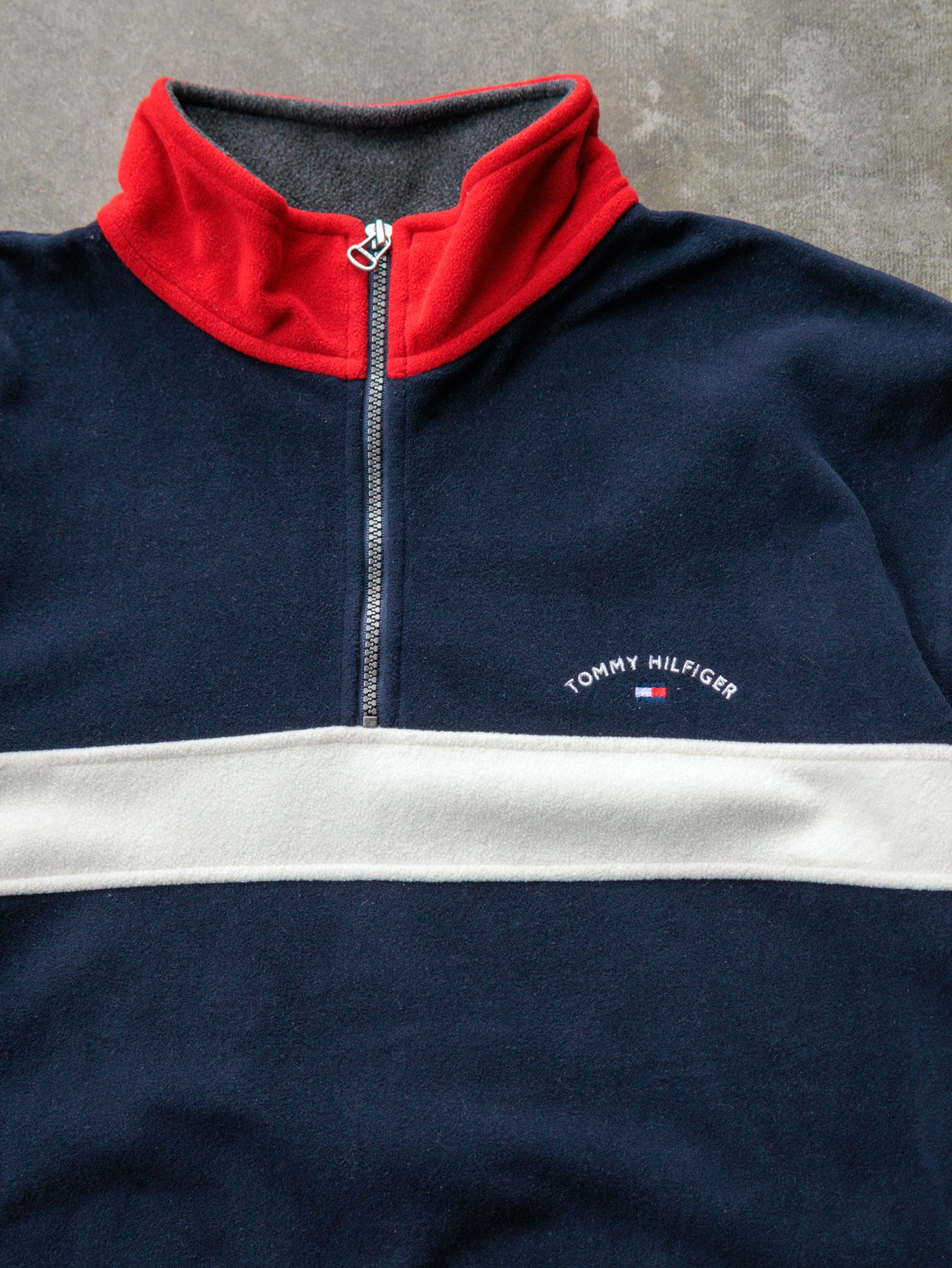 Vintage 90s Tommy Hilfiger Quarter Zip Fleece Sweatshirt (XL)