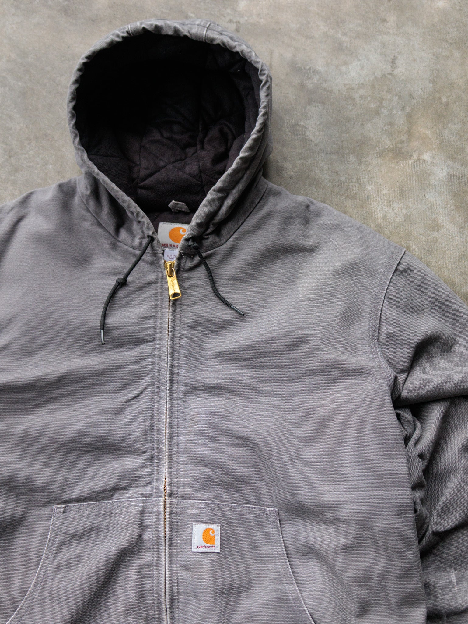 Vintage Grey Carhartt Hooded Jacket (XL)
