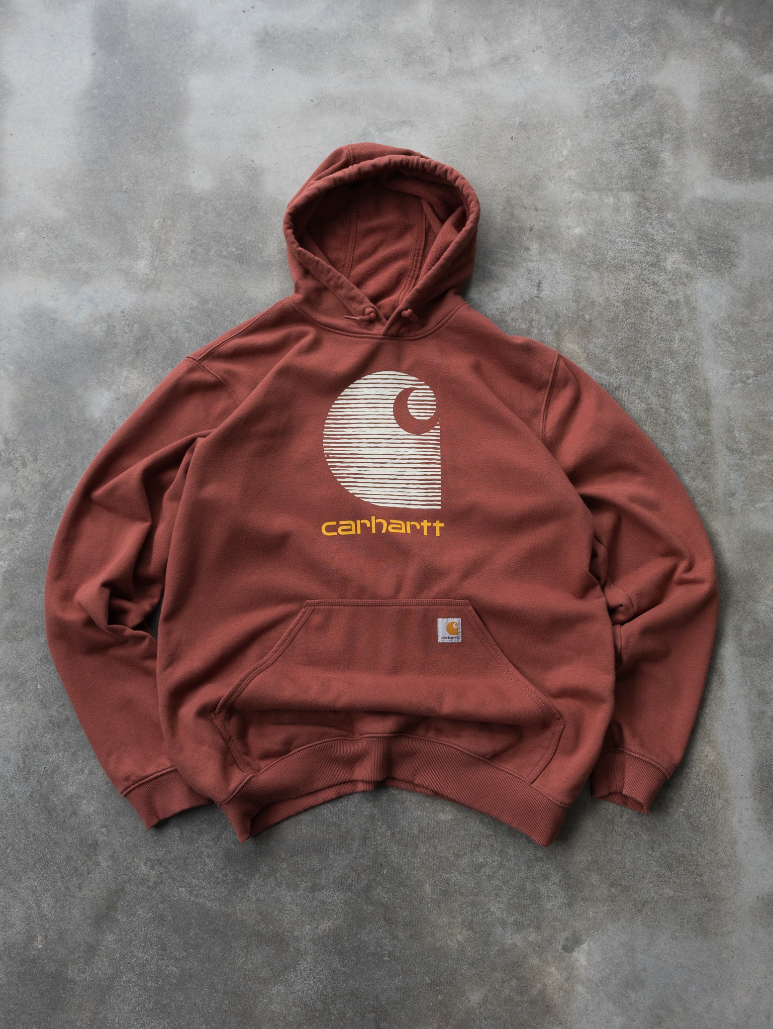 Vintage Rust Carhartt Logo Hoodie (L)
