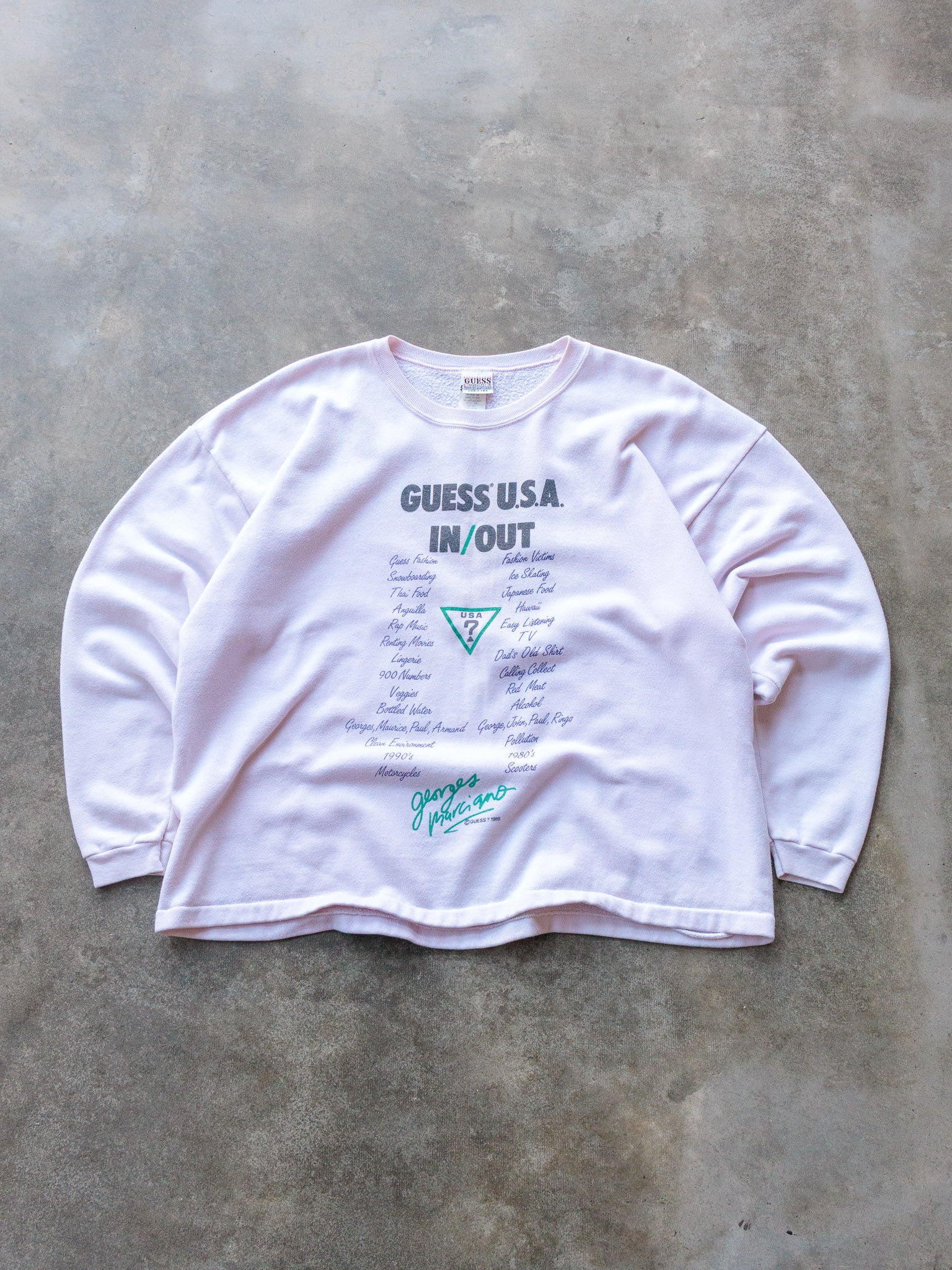 Vintage 1989 Faded Pink Guess In/Out Sweatshirt (L)