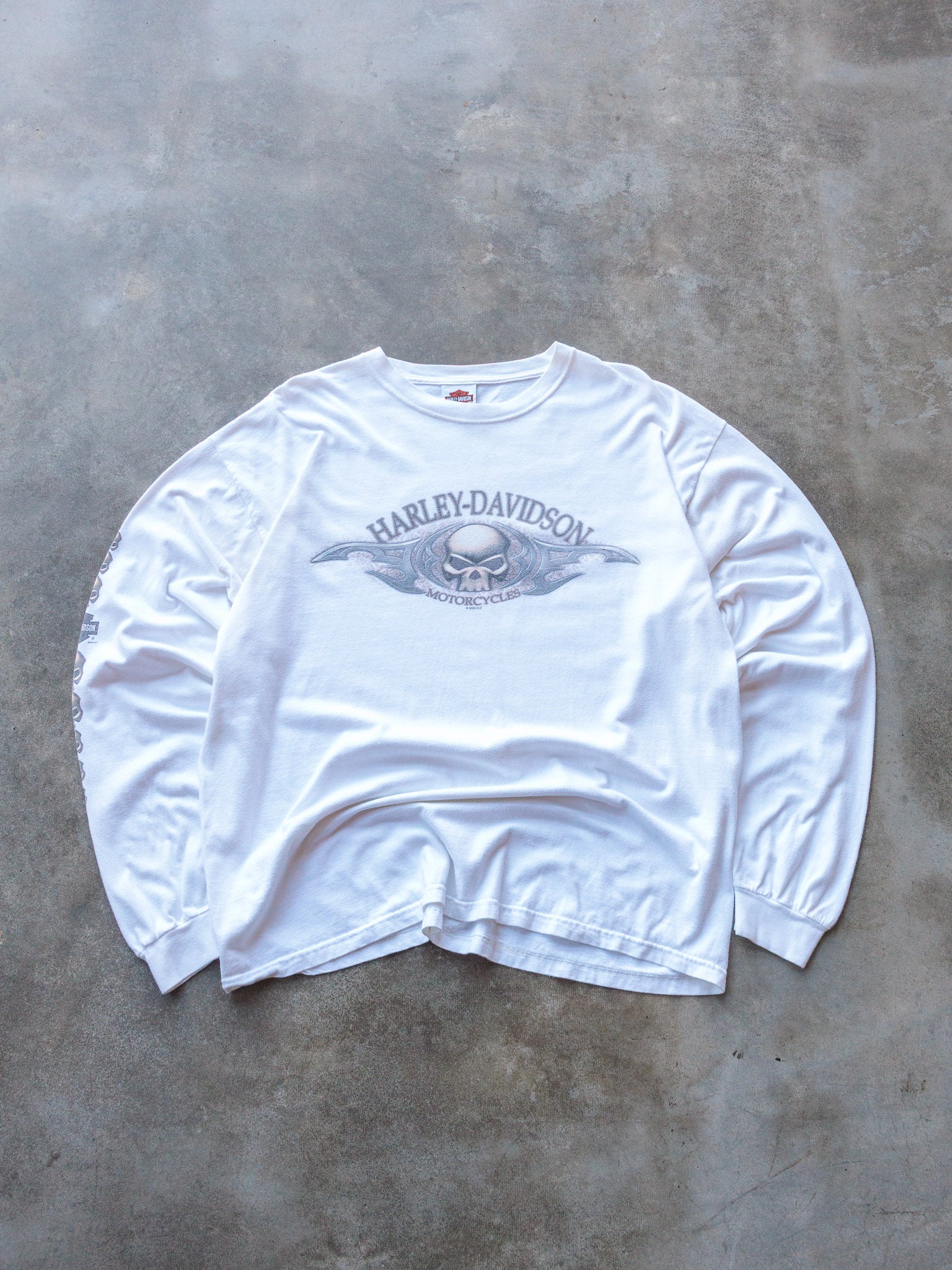 Vintage 2003 Harley-Davidson St. Etienne France Skull Long Sleeve (XL)