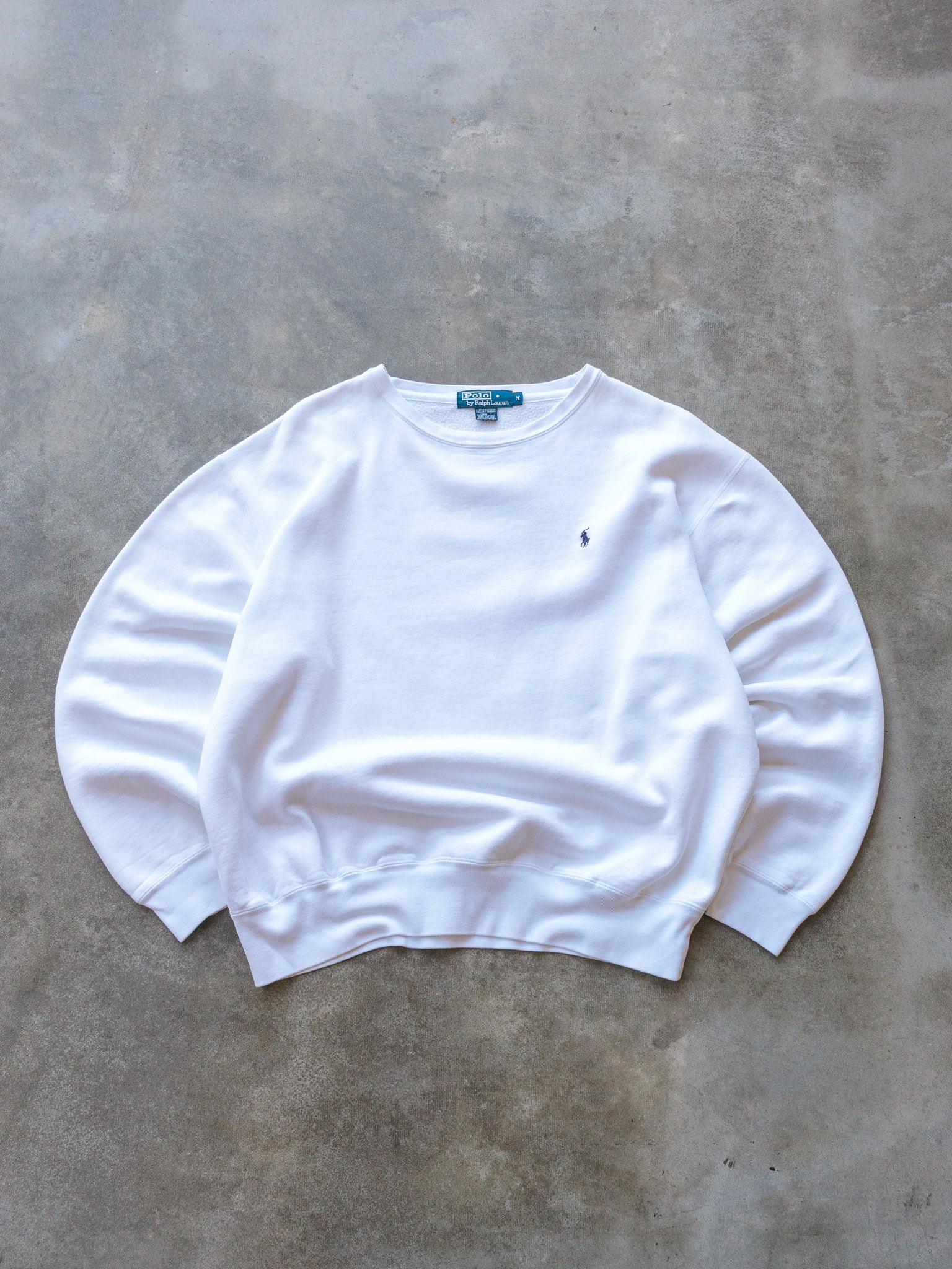 Vintage 90s White Polo Ralph Lauren Sweatshirt (M)