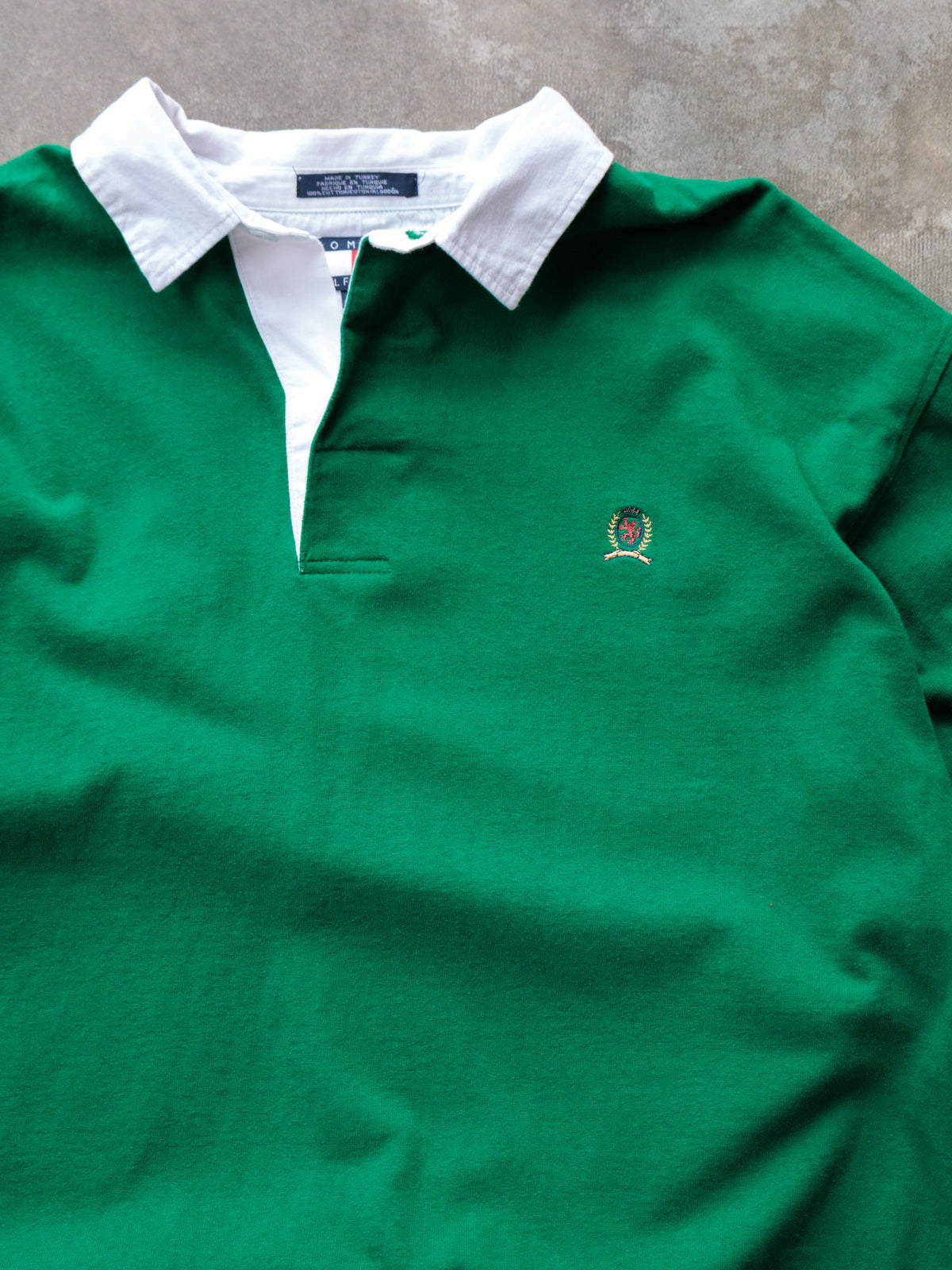 Vintage 90s Green Tommy Hilfiger Rugby Shirt (XL)
