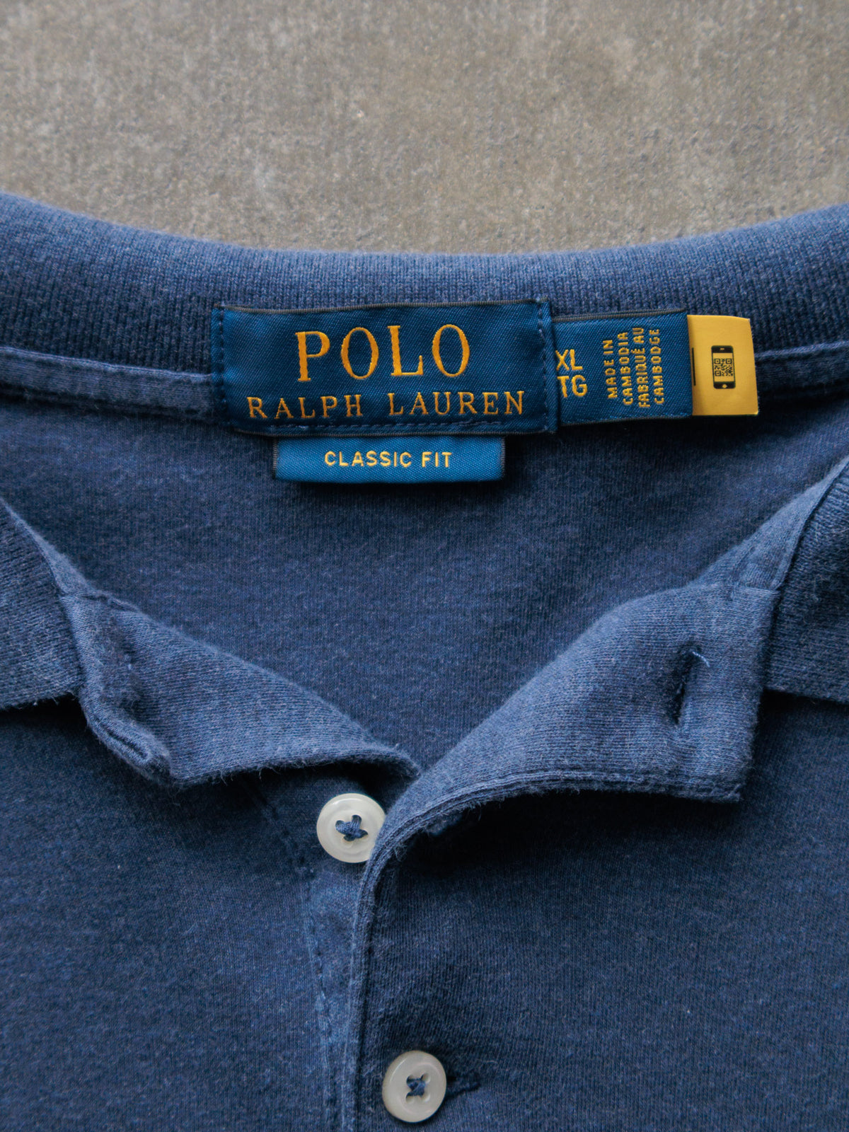 Vintage Navy Ralph Lauren Long Sleeve Polo Shirt (XL)