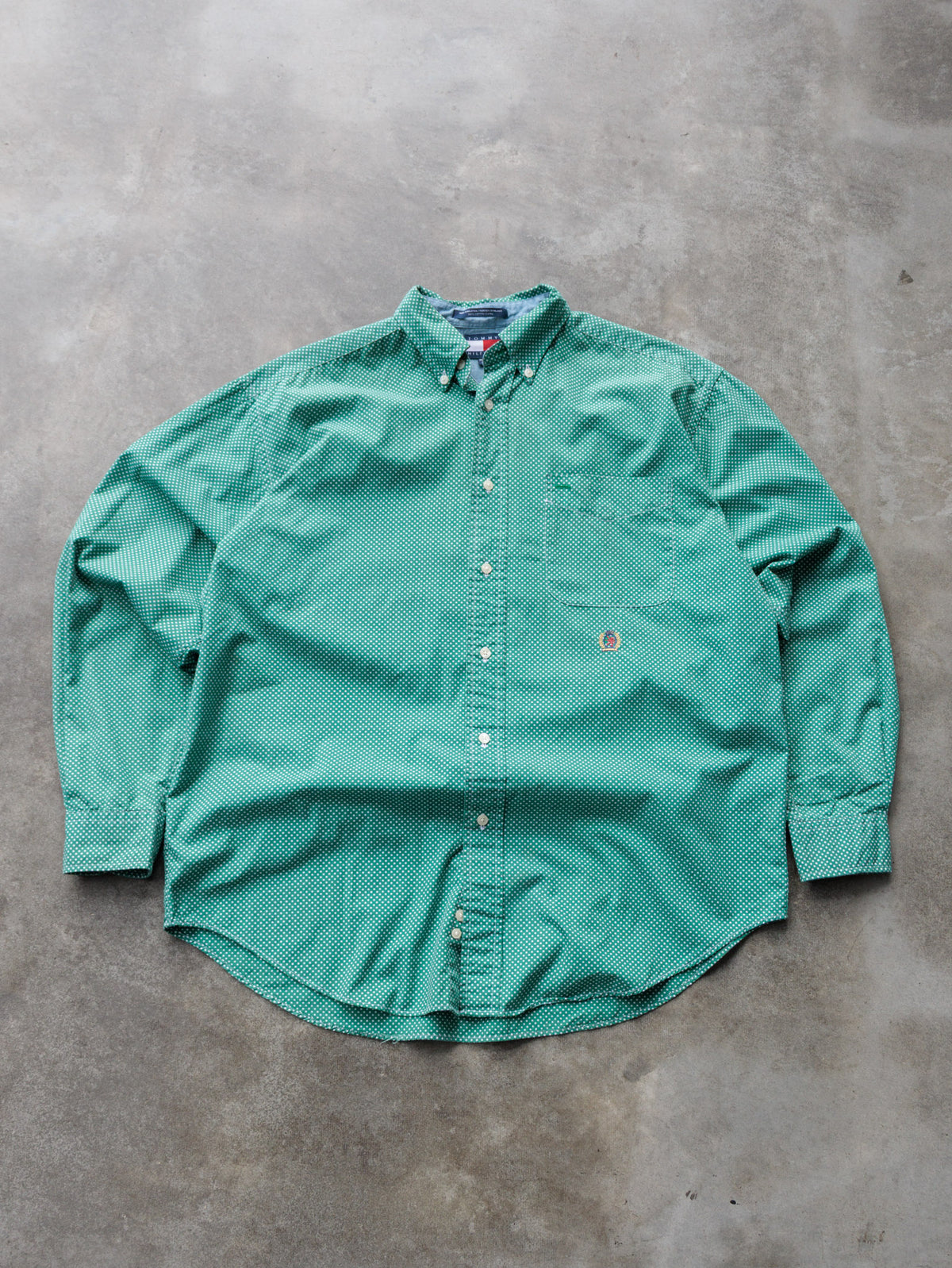 Vintage 00s Green Dots Tommy Hilfiger Shirt (M)