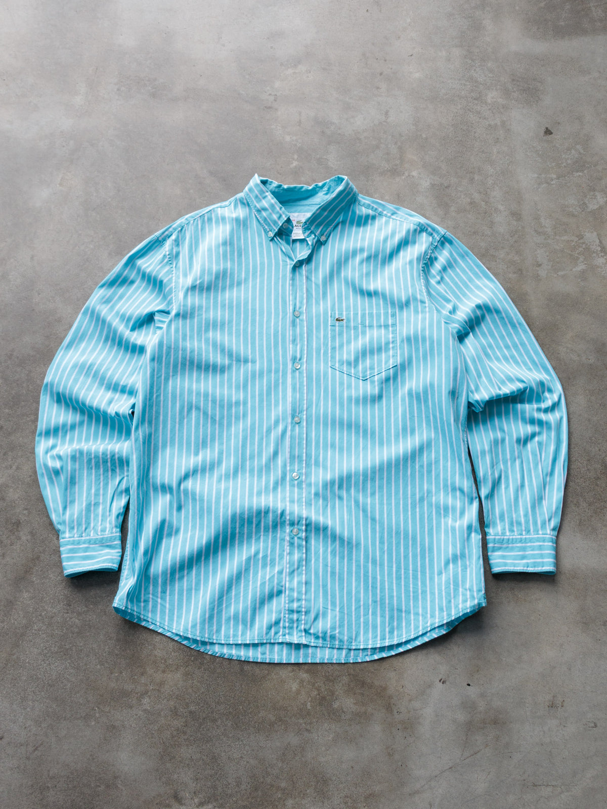 Vintage Blue Striped Lacoste Shirt (XL)