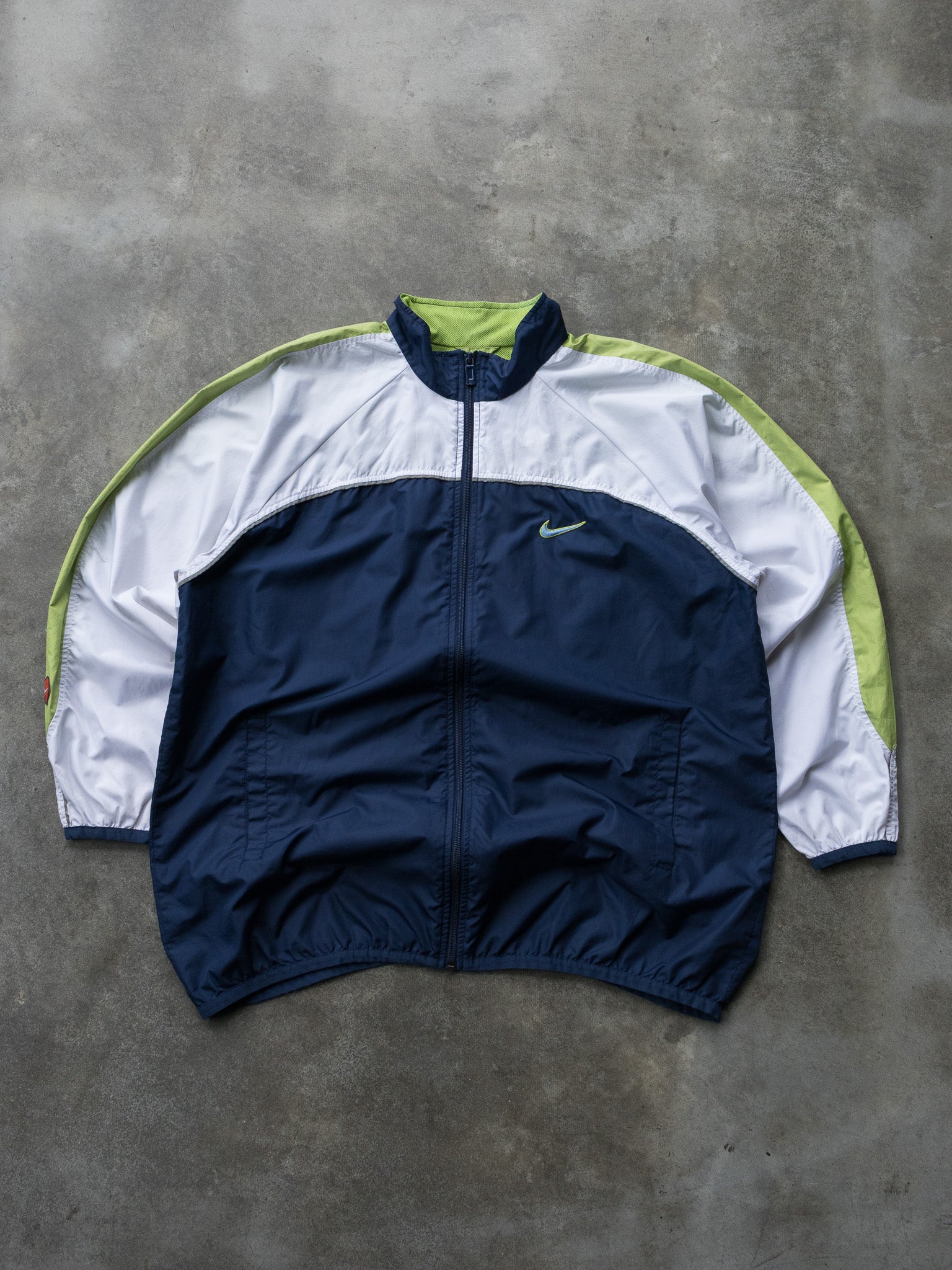 Vintage 00s Navy & Lime Nike Tri-Color Shell Jacket (16-18Y)