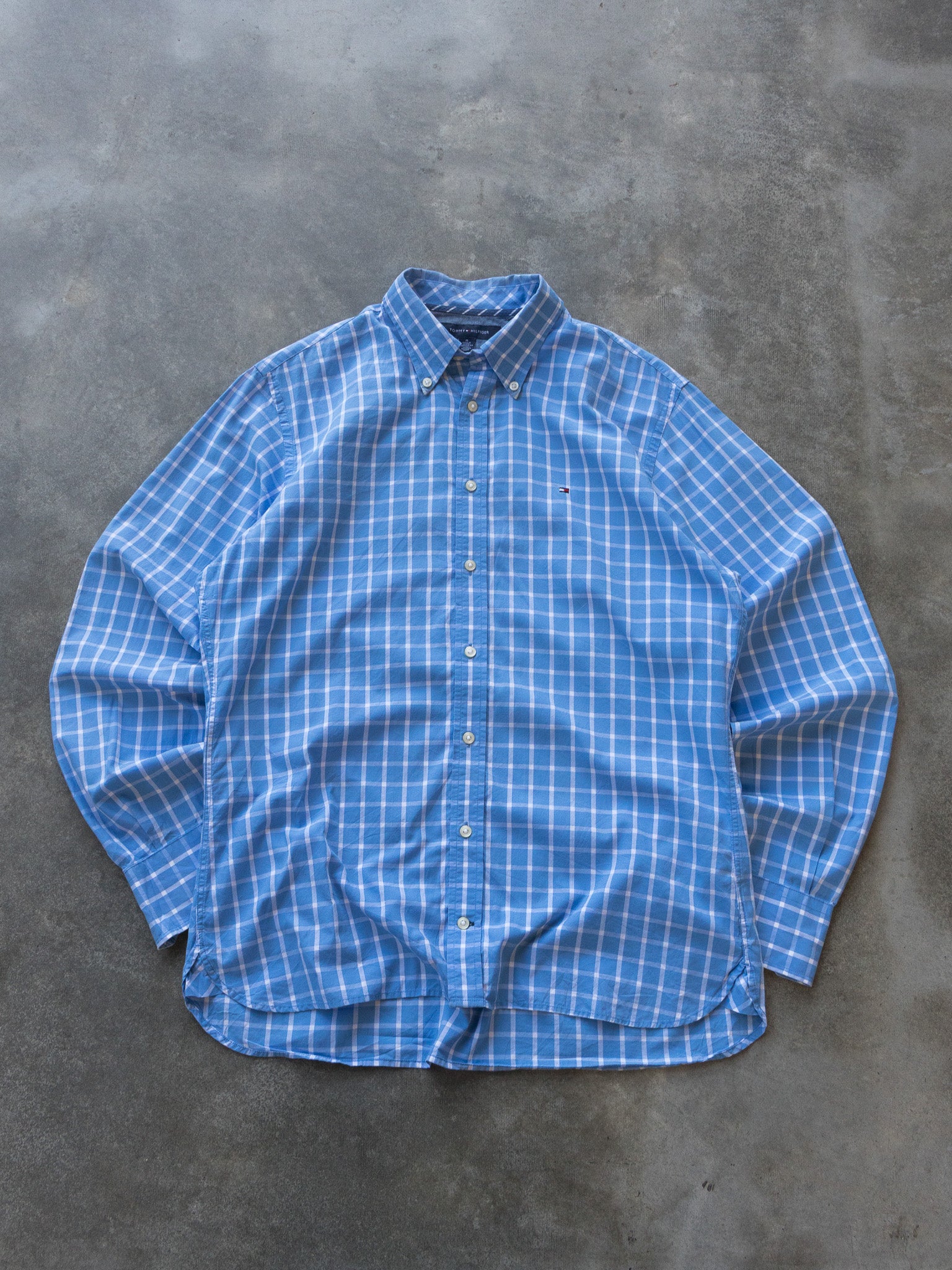 Vintage Blue Tommy Hilfiger Check Shirt (M)