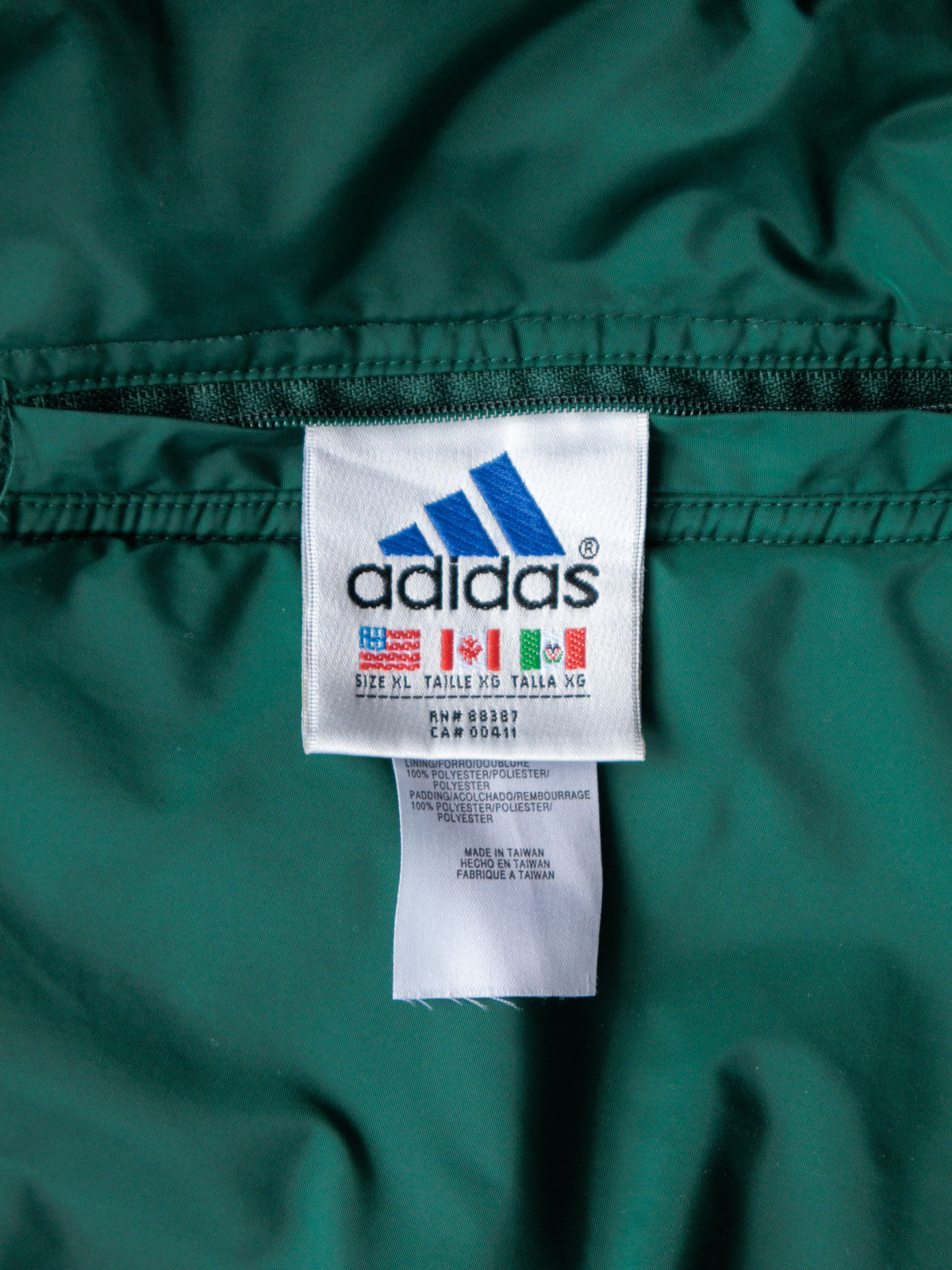 Vintage 90s Green & Grey Adidas Reversible Colourblock Fleece Jacket (XL)
