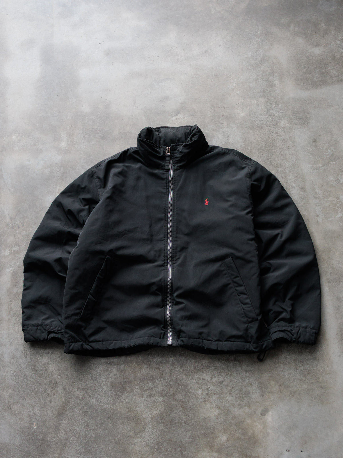 Vintage 90s Black Polo Ralph Lauren Hooded Jacket (2XL)