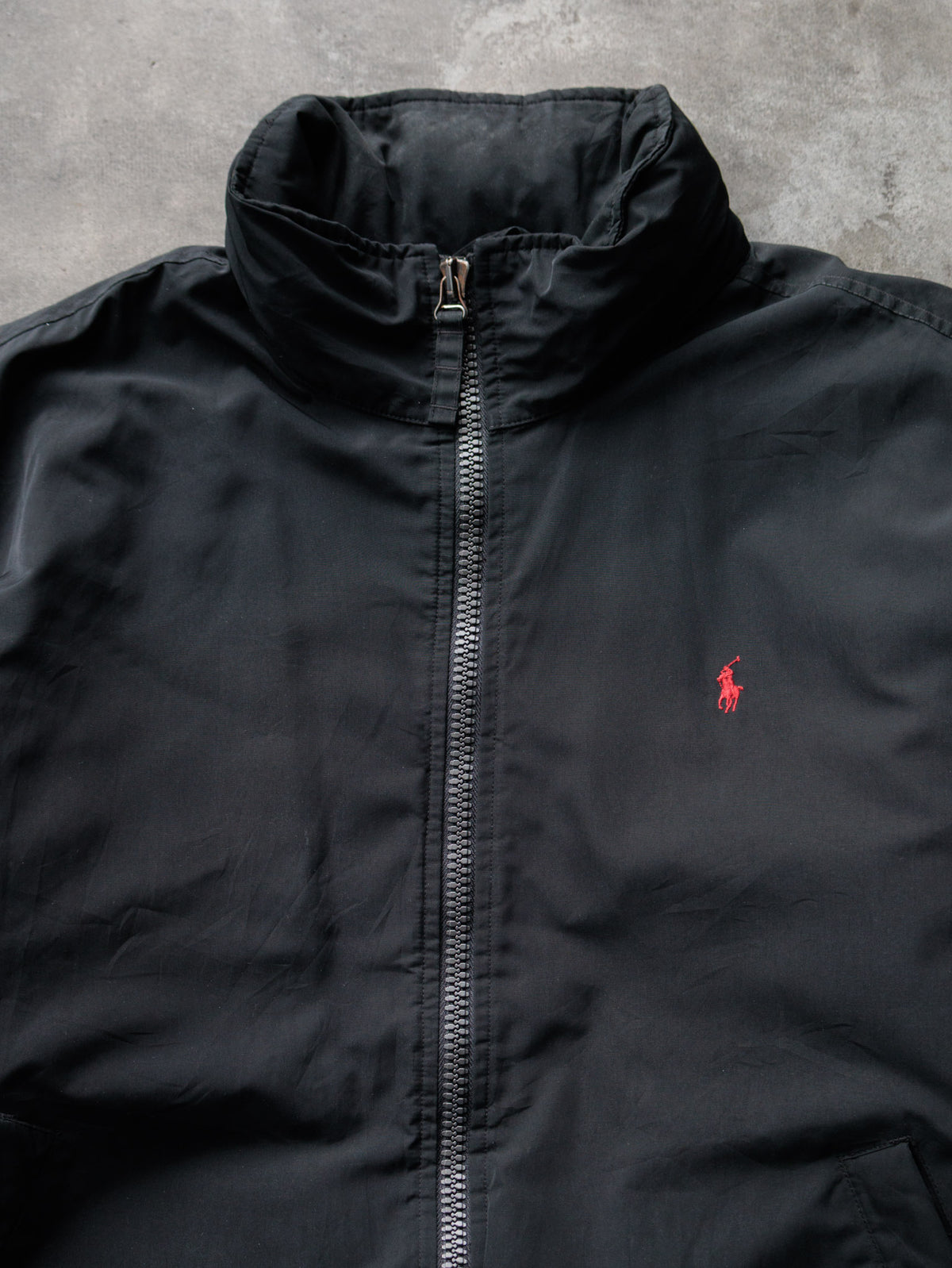 Vintage 90s Black Polo Ralph Lauren Hooded Jacket (2XL)