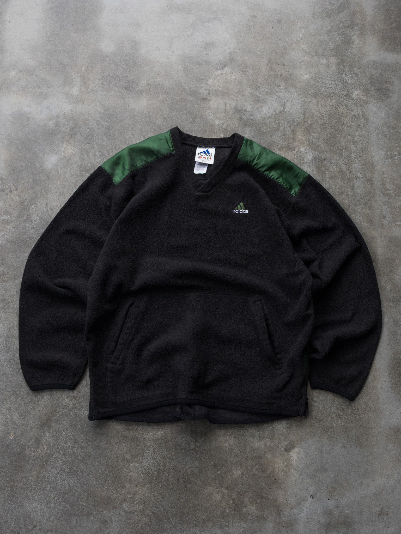 Vintage 00s Black & Green Adidas Fleece Sweatshirt (XL)