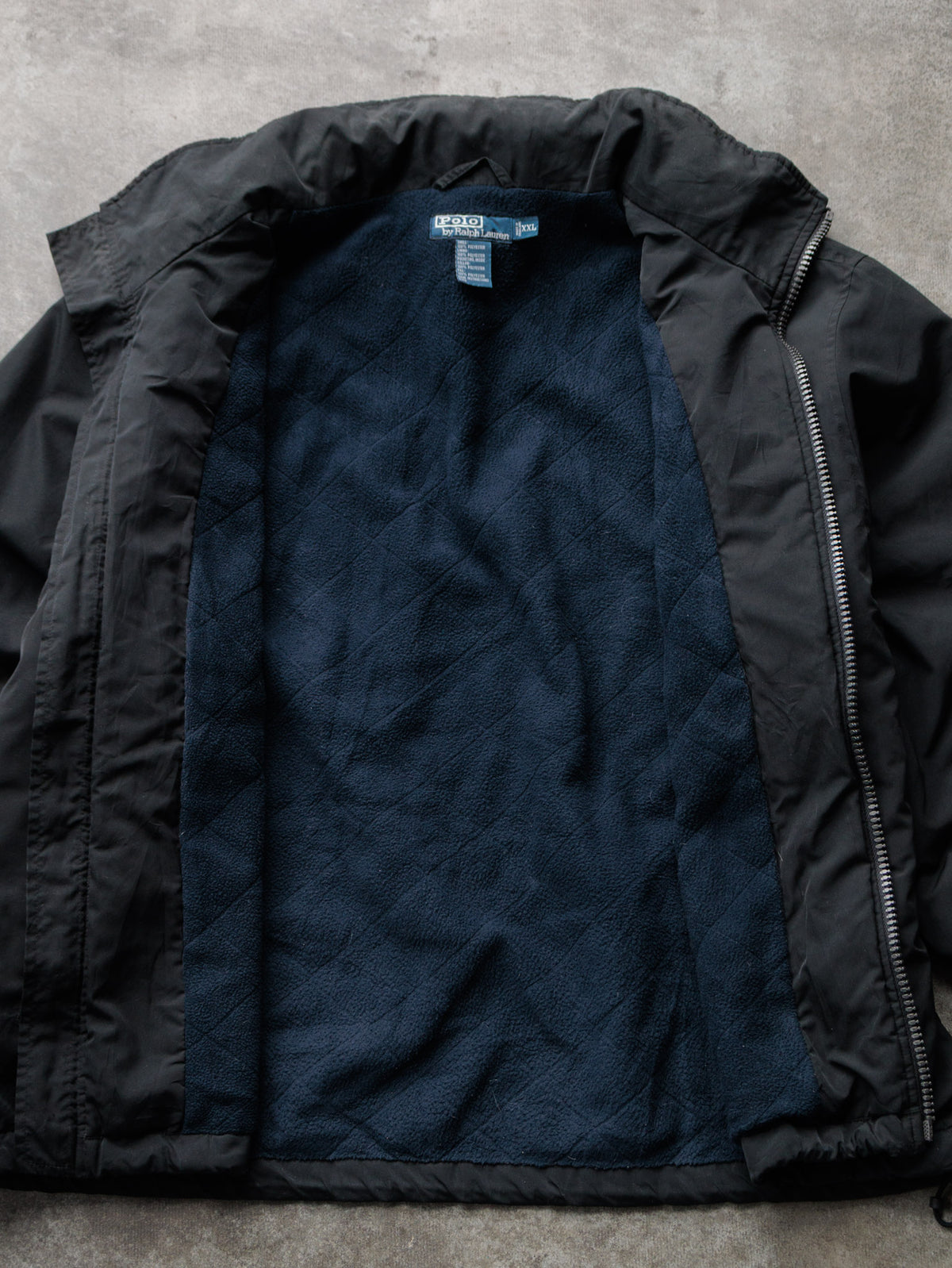 Vintage 90s Black Polo Ralph Lauren Hooded Jacket (2XL)