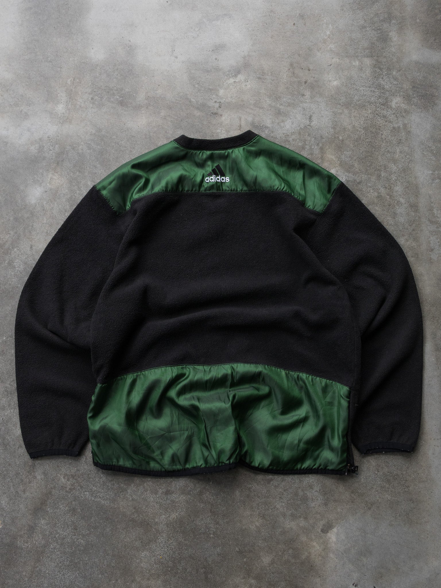 Vintage 00s Black & Green Adidas Fleece Sweatshirt (XL)