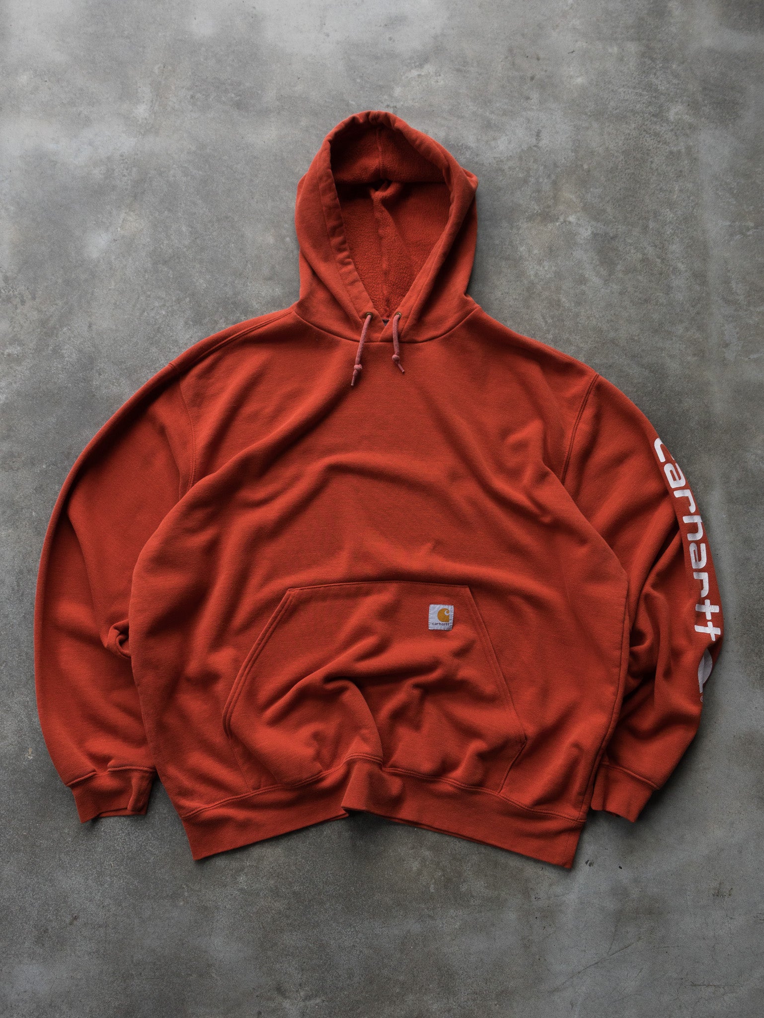 Vintage Orange Carhartt Spell Out Hoodie (2XL)