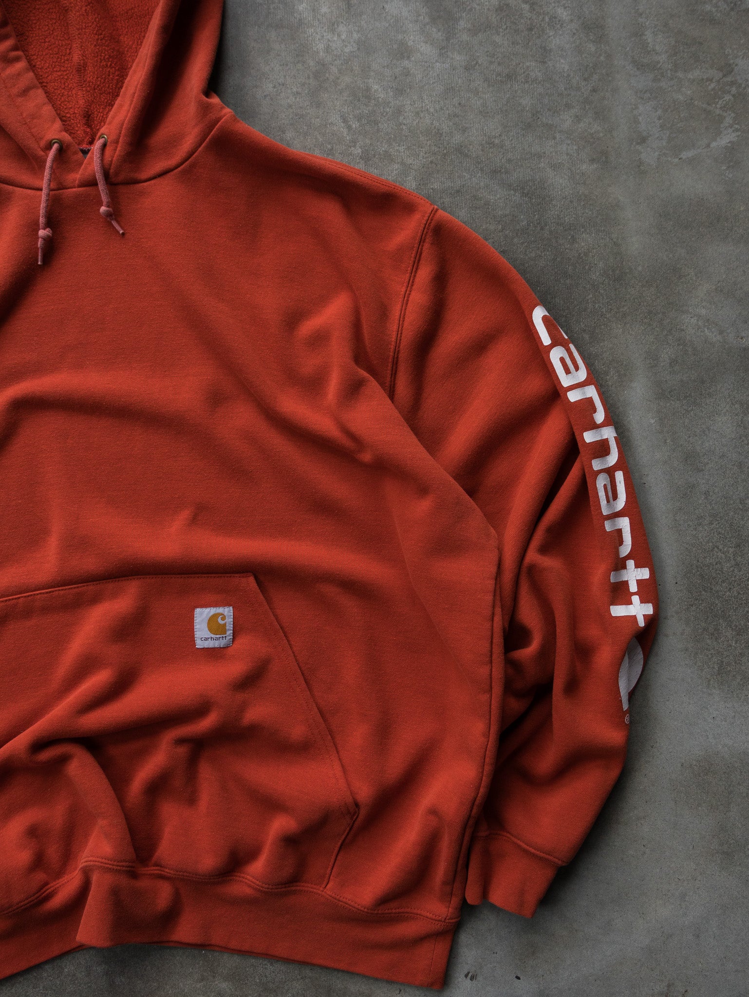 Vintage Orange Carhartt Spell Out Hoodie (2XL)