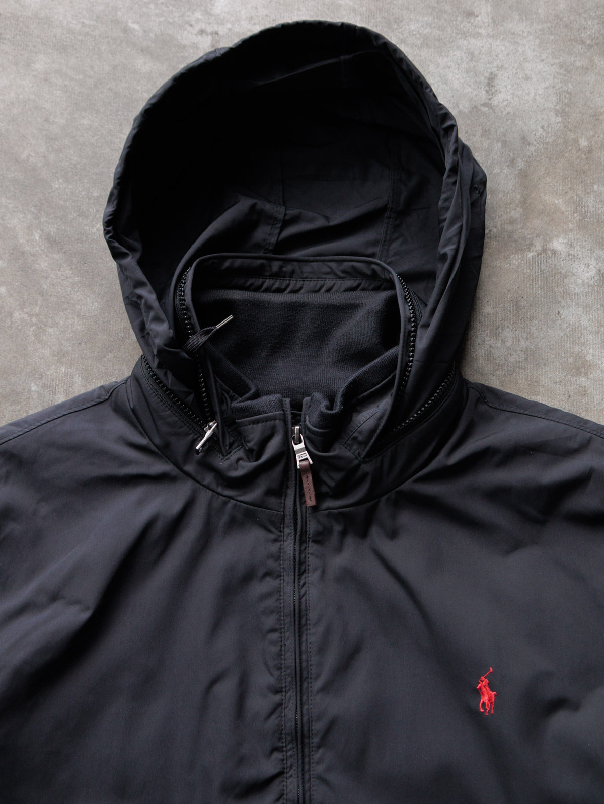 Vintage Black Polo Ralph Lauren Hooded Jacket (2XL)