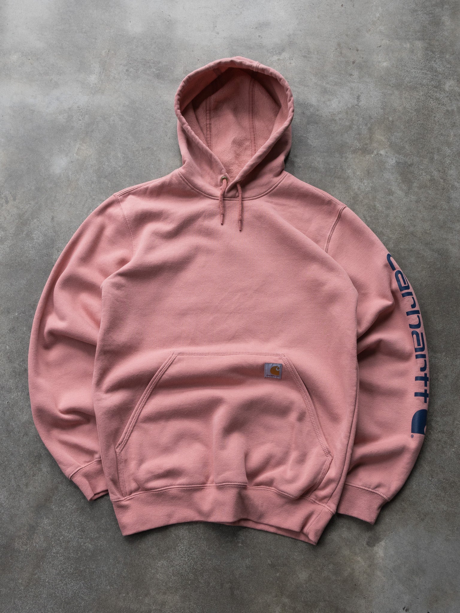 Vintage Pink Carhartt Spell Out Hoodie (S)
