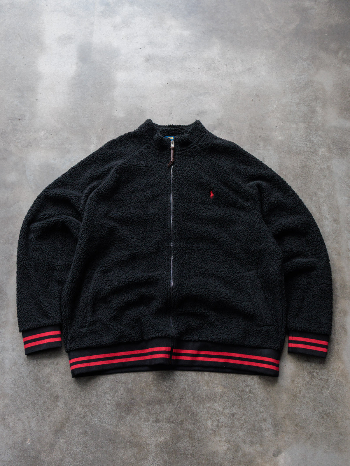 Vintage Black Polo Ralph Lauren Sherpa Jacket (XLT)