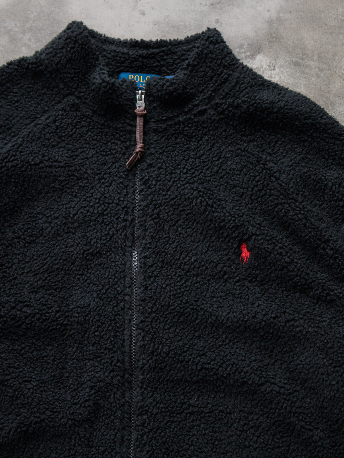 Vintage Black Polo Ralph Lauren Sherpa Jacket (XLT)