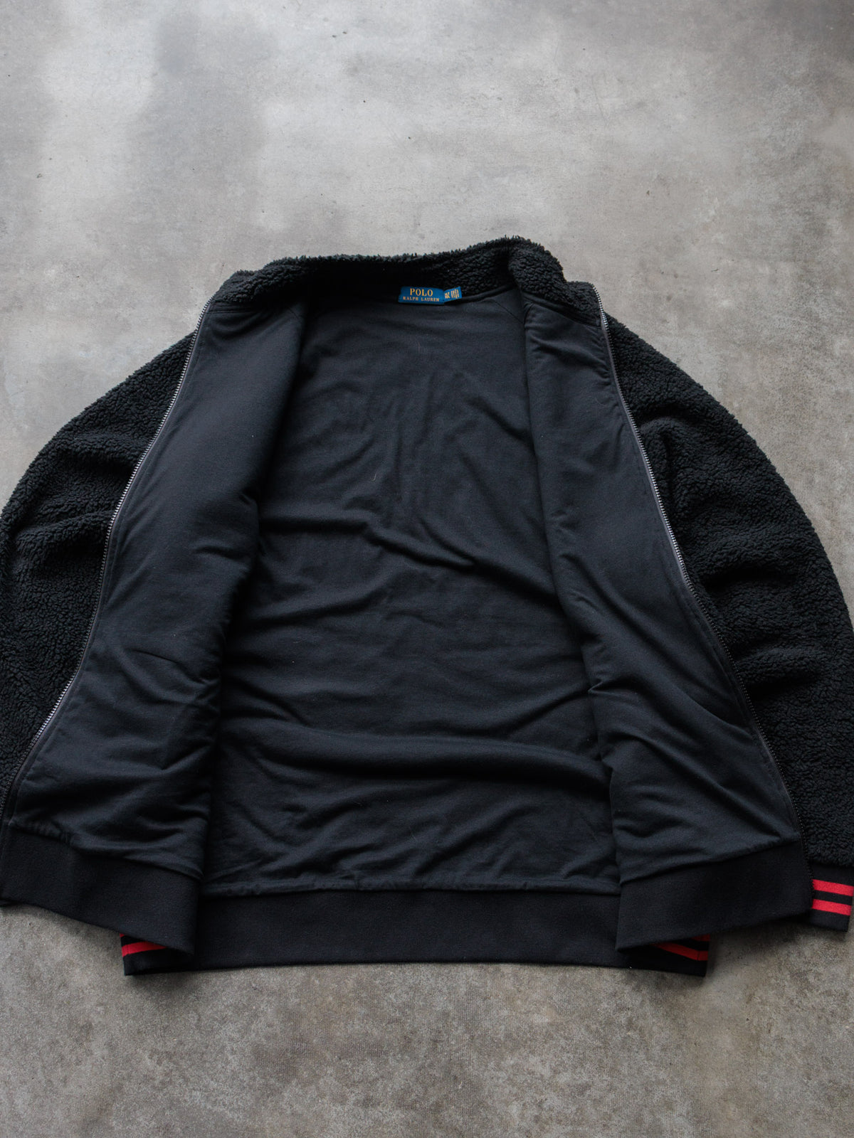 Vintage Black Polo Ralph Lauren Sherpa Jacket (XLT)