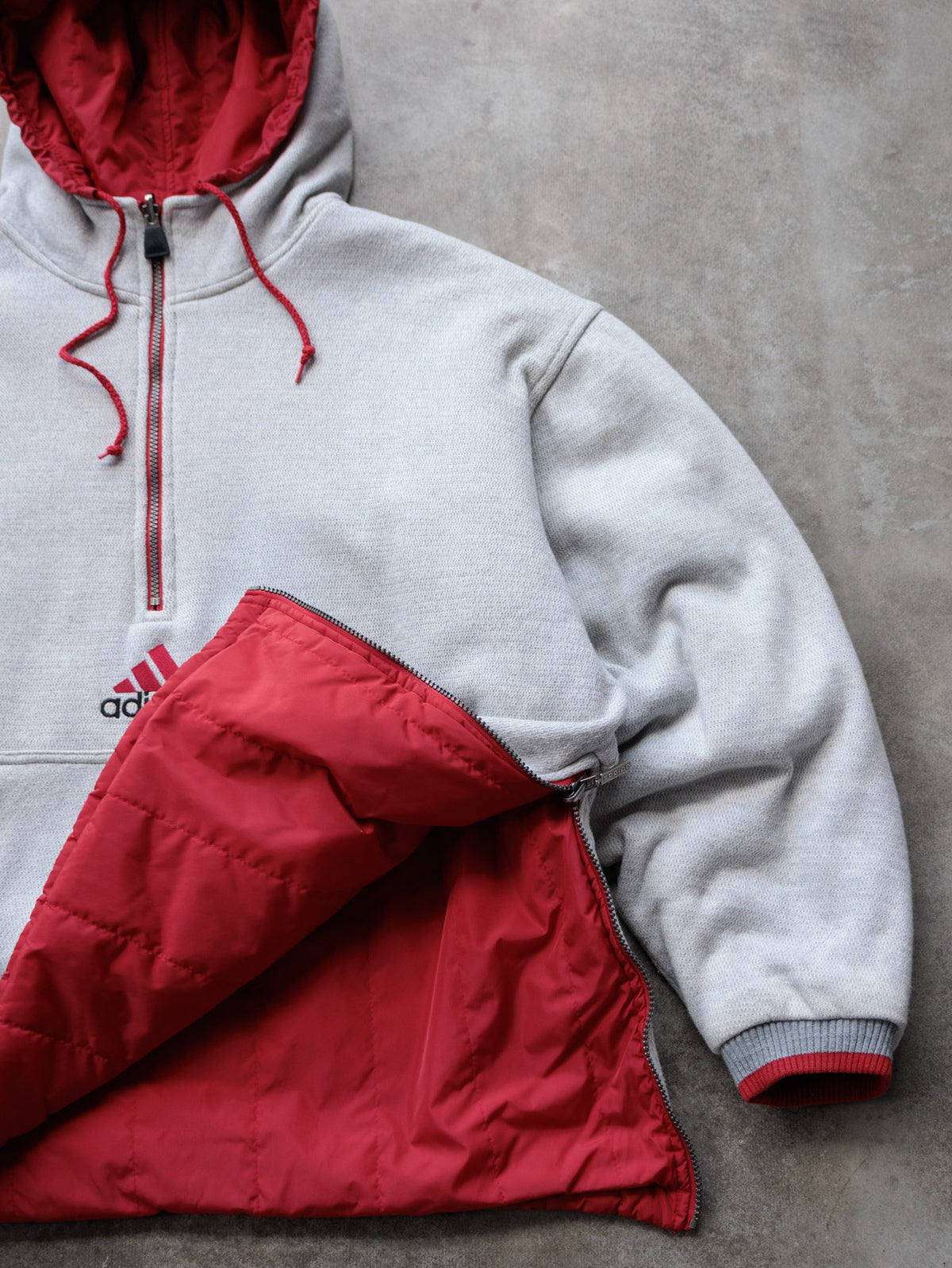 Vintage 00s Grey & Red Adidas Reversible Puffer Jacket (M)
