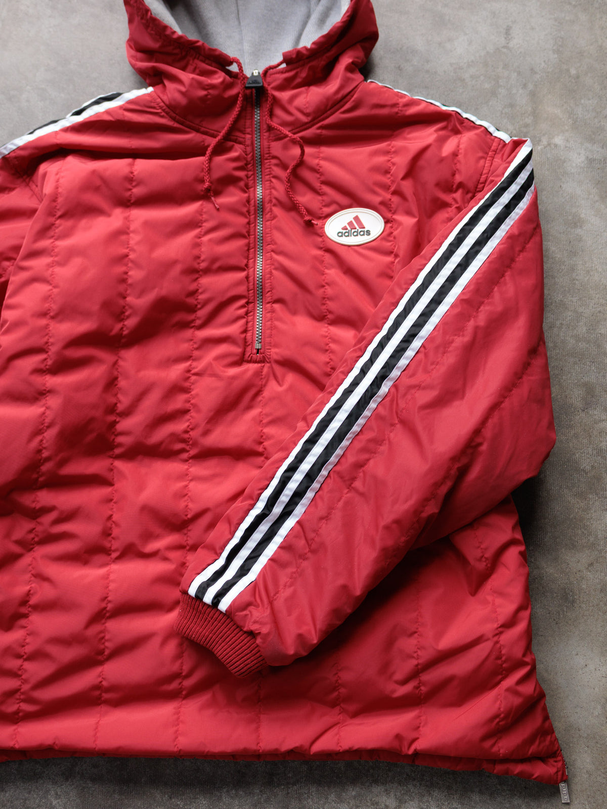 Vintage 00s Grey & Red Adidas Reversible Puffer Jacket (M)