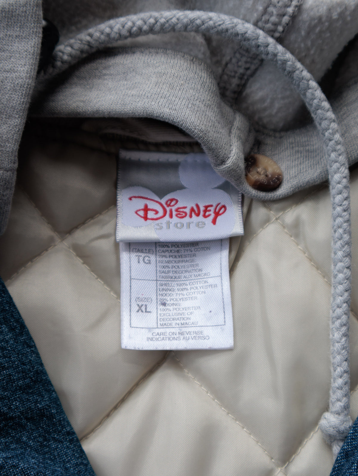 Vintage 90s Denim & Beige Disney Eeyore Varsity Jacket (XL)